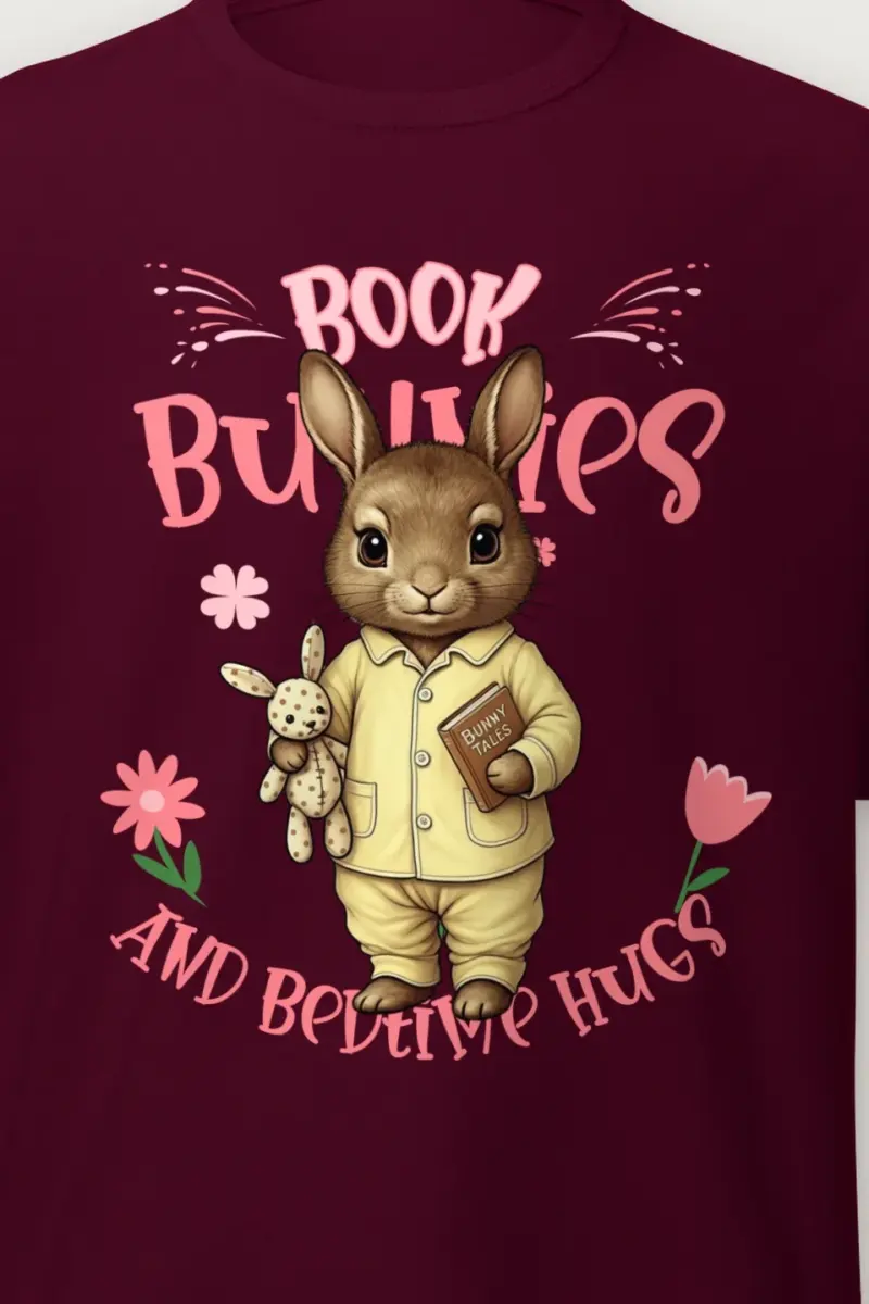 "Book Bunnies Bedtime Hugs" Heavyweight Unisex Crewneck T-shirt