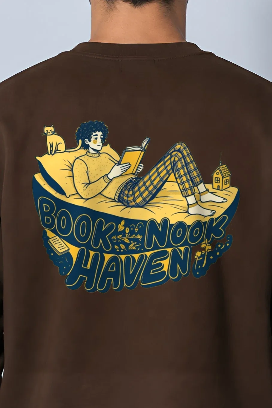 "Book Nook Haven" 1 Crewneck Sweatshirt - the graphic up close