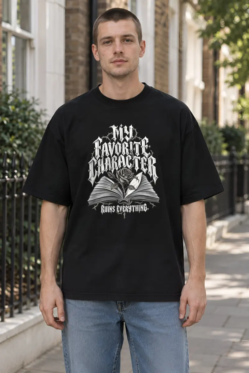 "Book Rose And Thorns" Unisex Oversized Heavyweight Crewneck T-Shirt