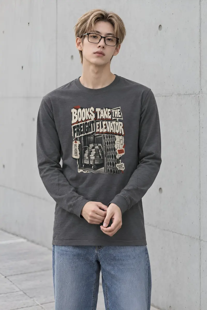 "Books Take the Freight Elevator" Unisex Longsleeve T-shirt