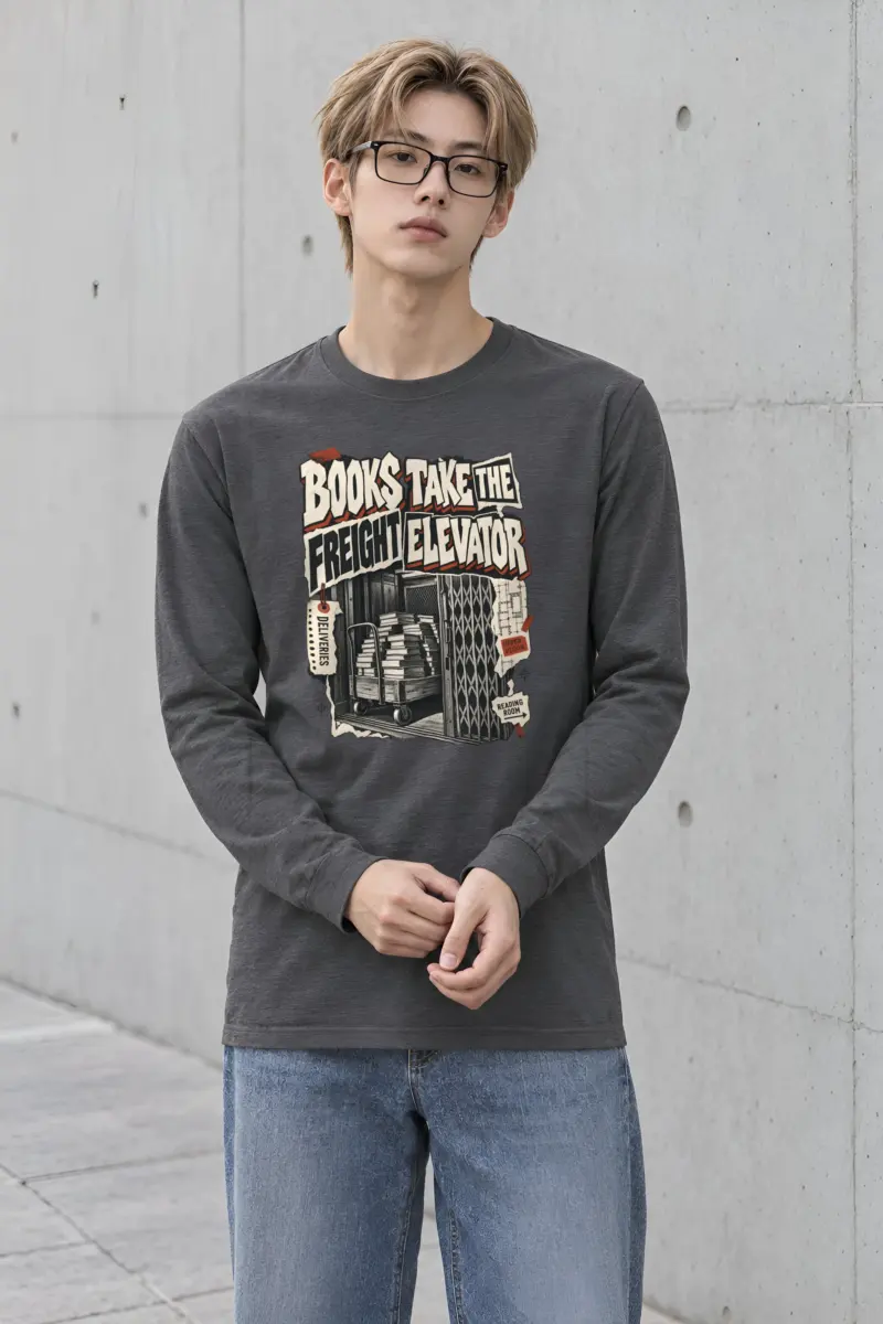 "Books Take the Freight Elevator" Unisex Longsleeve T-shirt