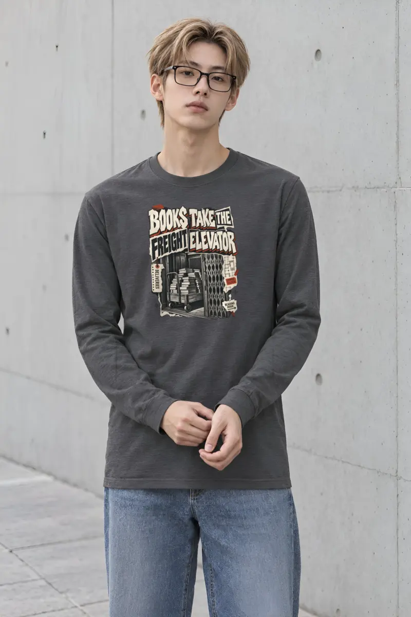 "Books Take the Freight Elevator" Unisex Longsleeve T-shirt