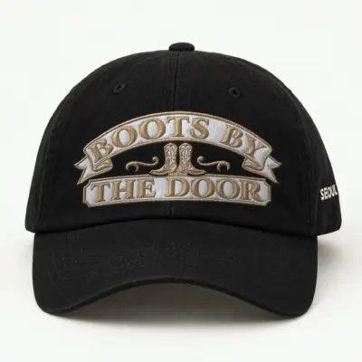 "Boots By The Door" Classic Dad Hat · Embroidered — black/cap-front