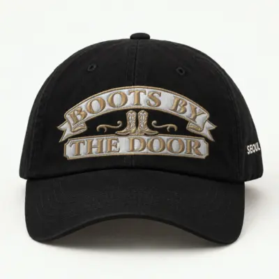 "Boots By The Door" Classic Dad Hat · Embroidered — black/cap-front