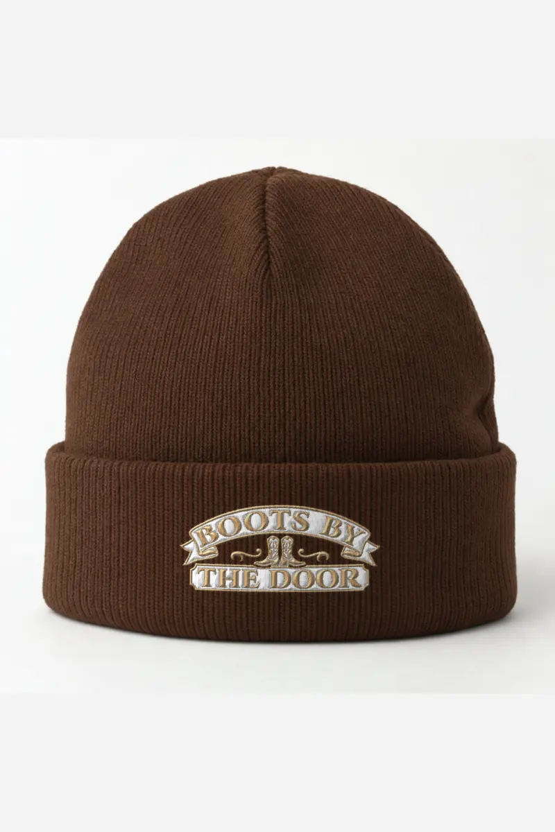 "Boots by the Door" Cuffed Beanie · Embroidered