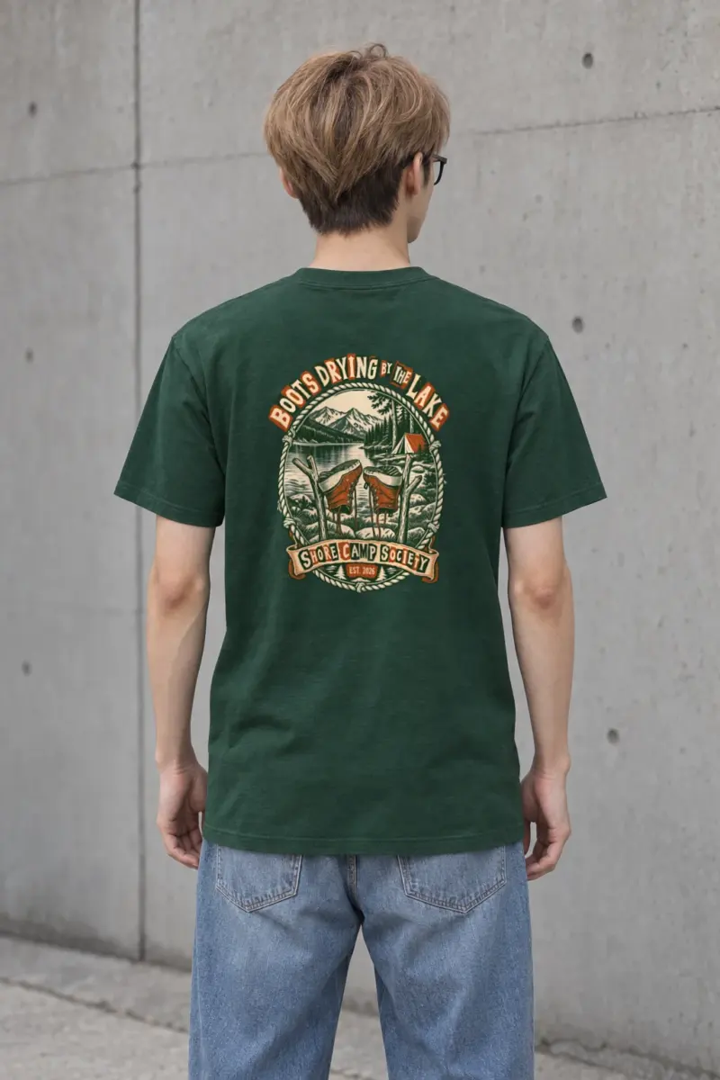 "Boots Drying by the Lake" Heavyweight Unisex Crewneck T-shirt