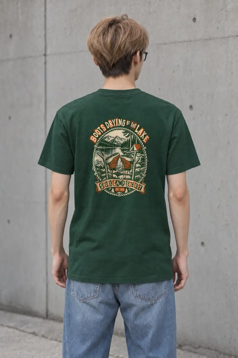 "Boots Drying by the Lake" Heavyweight Unisex Crewneck T-shirt