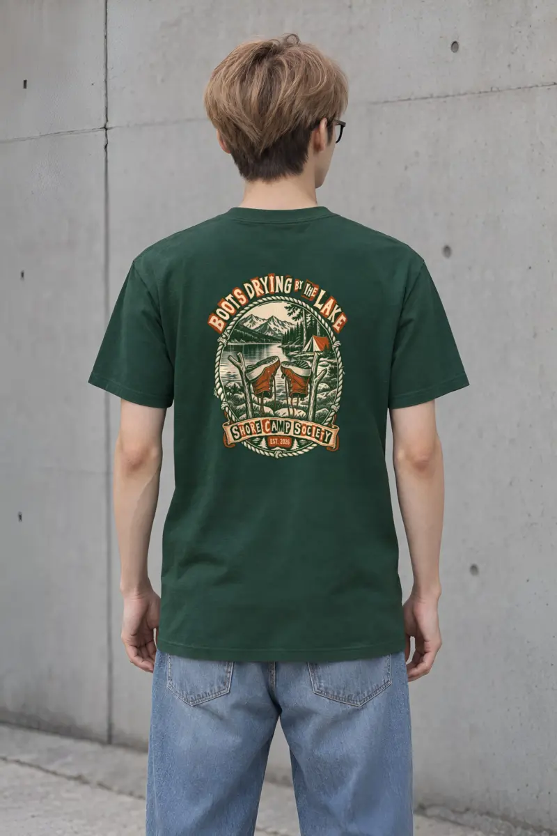 "Boots Drying by the Lake" Heavyweight Unisex Crewneck T-shirt