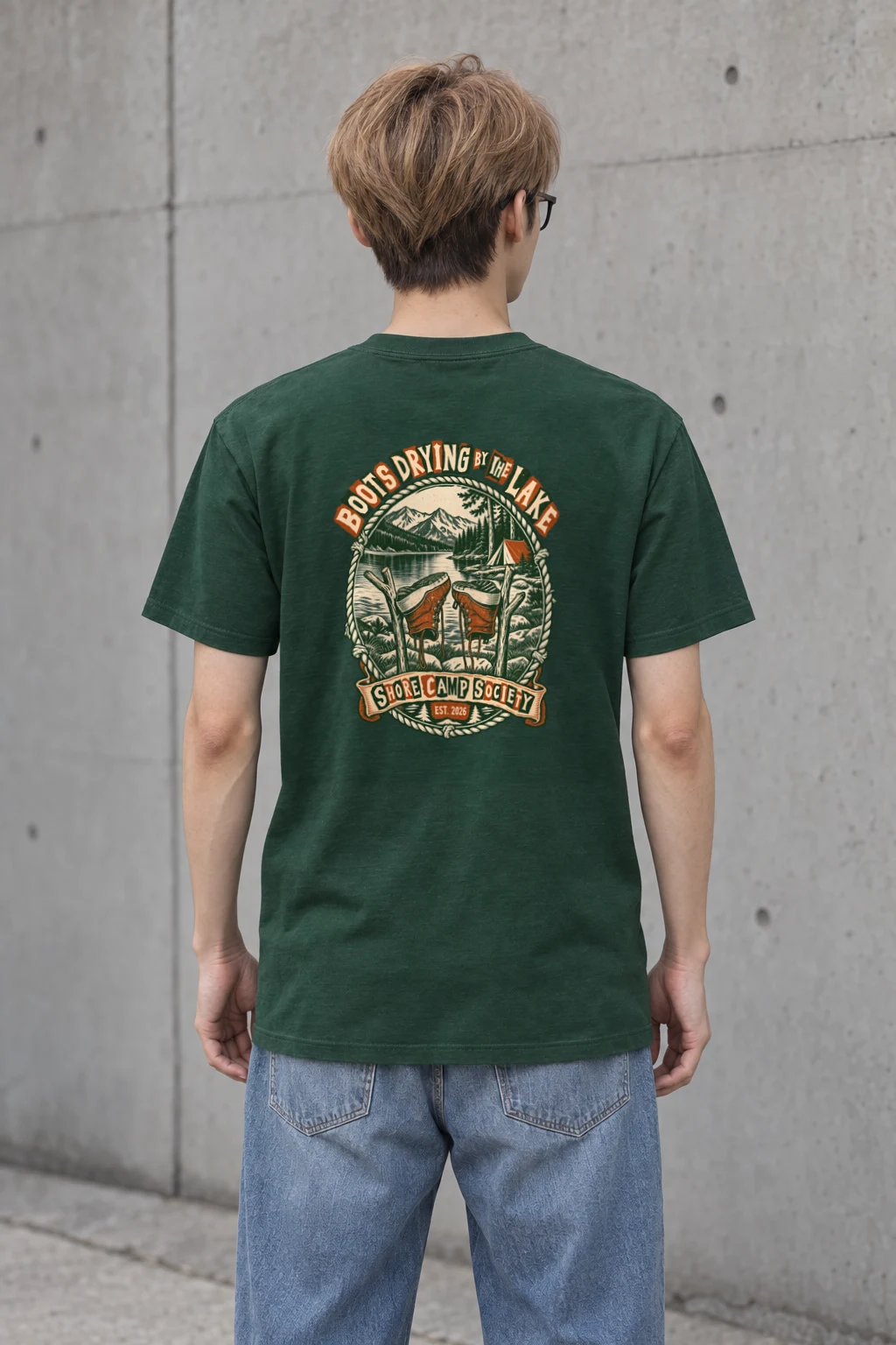 "Boots Drying by the Lake" Heavyweight Unisex Crewneck T-shirt
