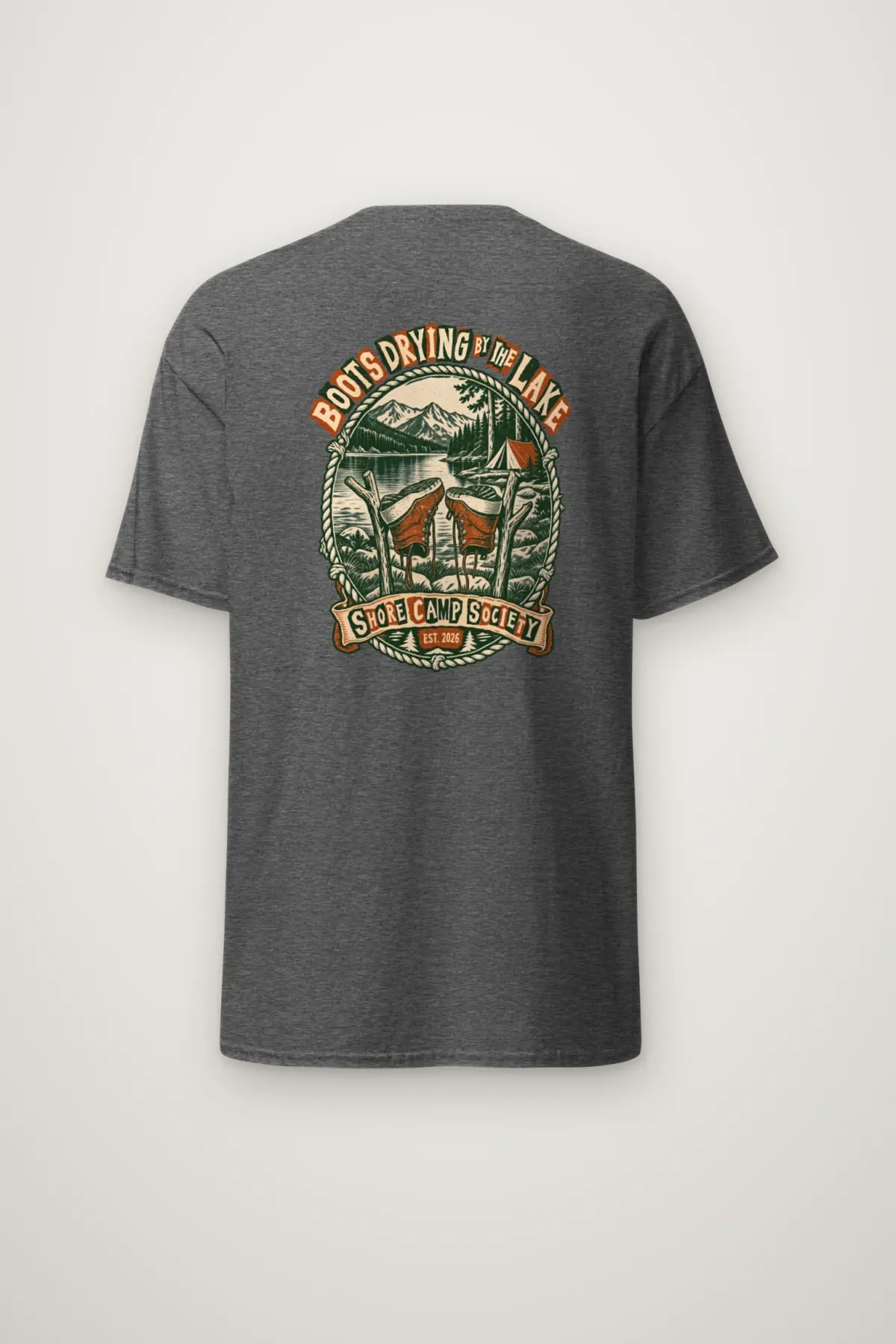 "Boots Drying by the Lake" Heavyweight Unisex Crewneck T-shirt