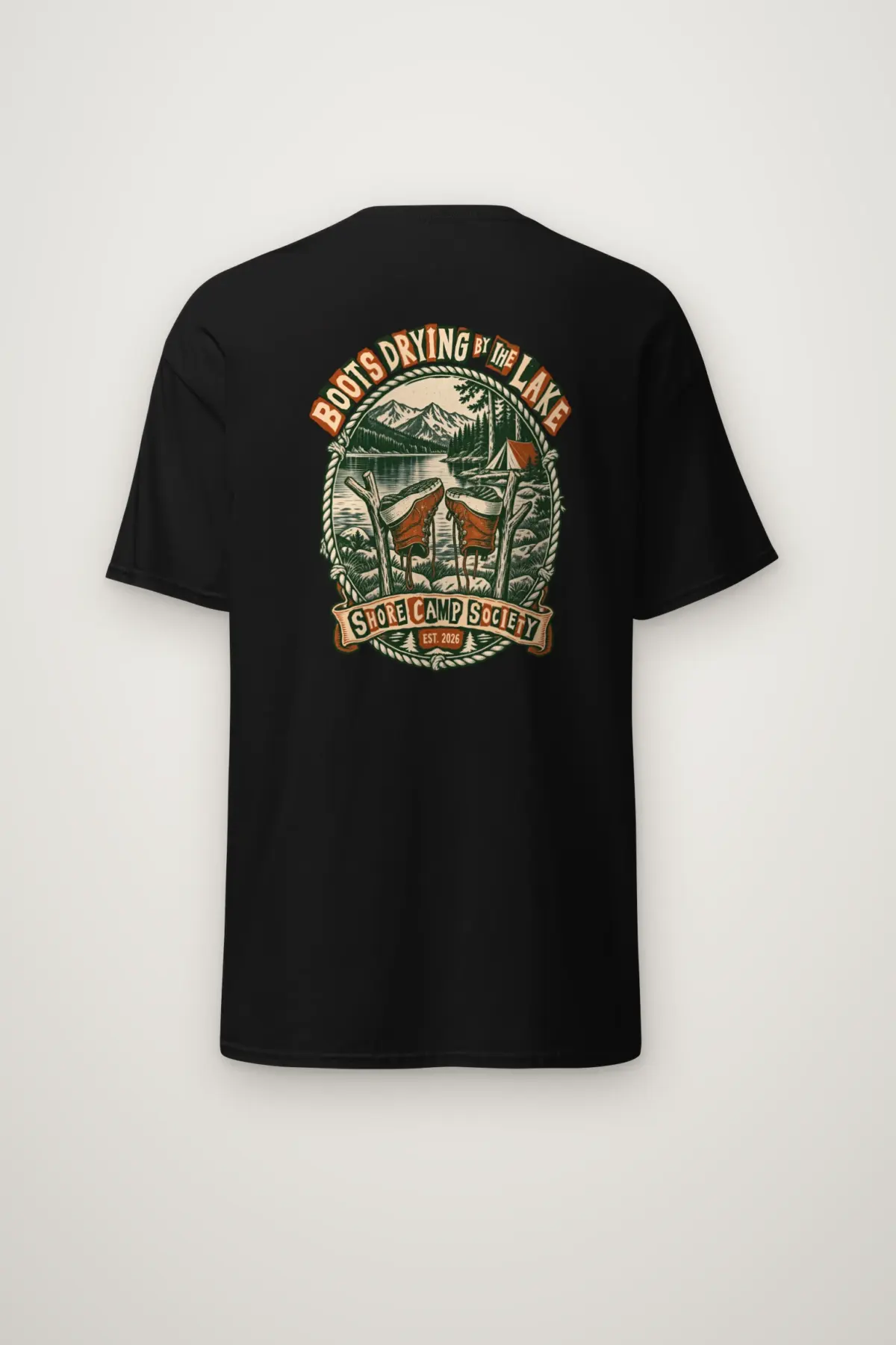 "Boots Drying by the Lake" Heavyweight Unisex Crewneck T-shirt