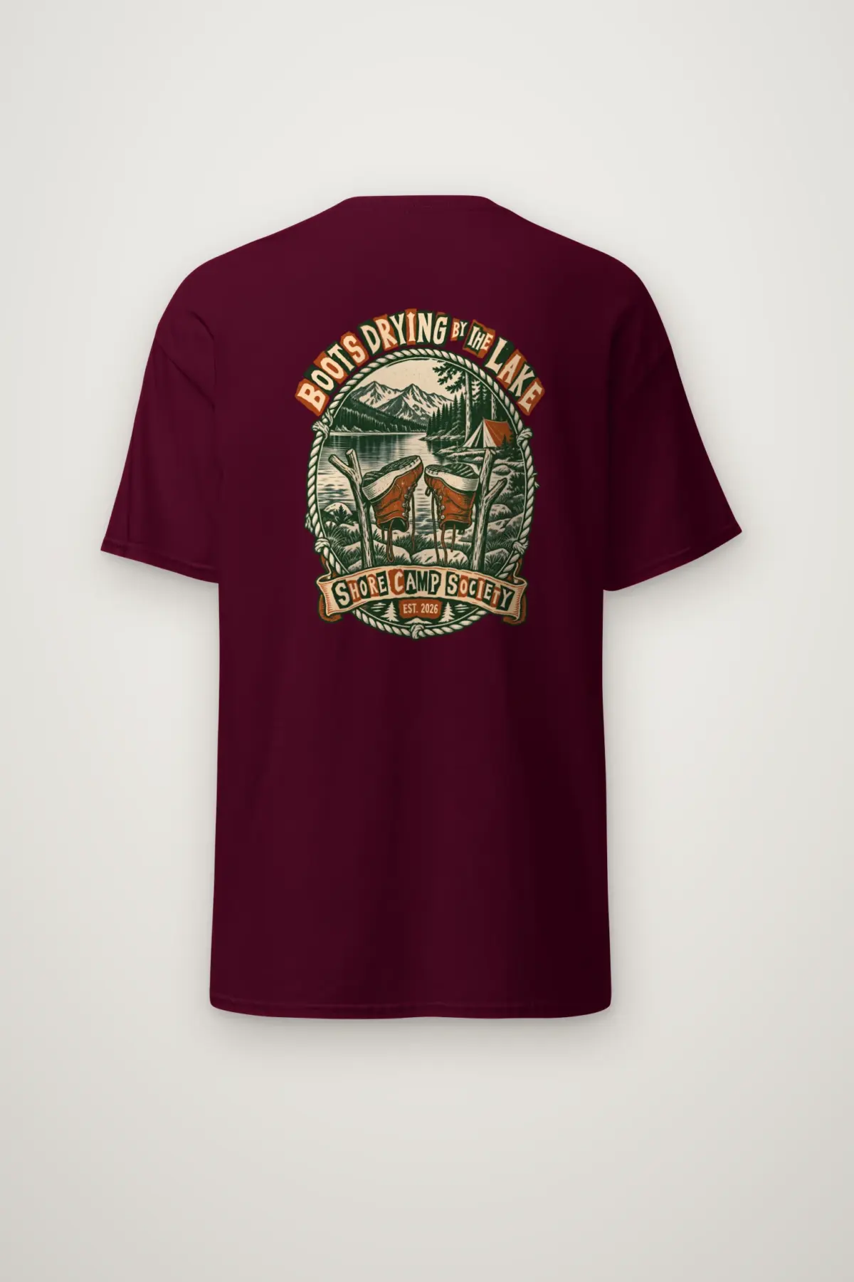 "Boots Drying by the Lake" Heavyweight Unisex Crewneck T-shirt