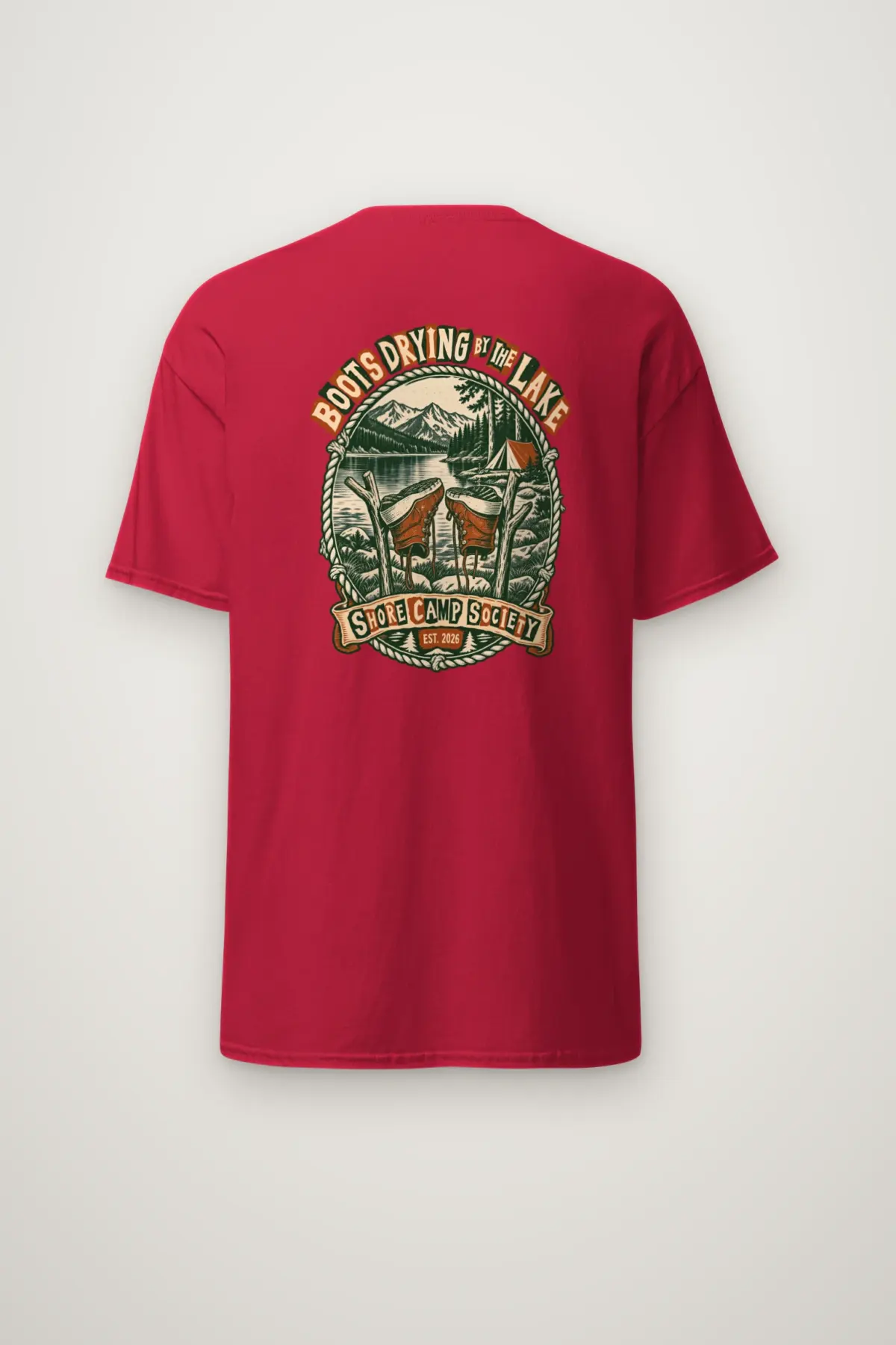 "Boots Drying by the Lake" Heavyweight Unisex Crewneck T-shirt