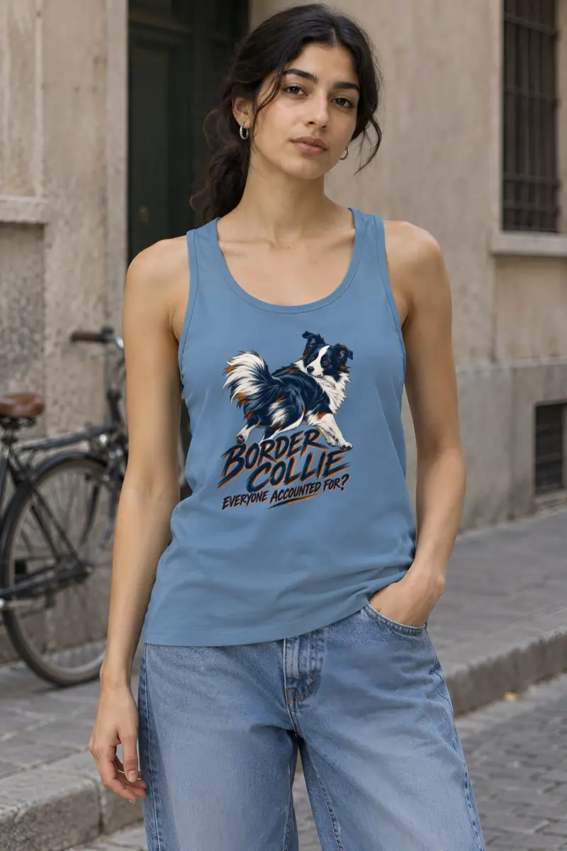 "Border Collie Everyone Accounted For" Unisex Jersey Tank