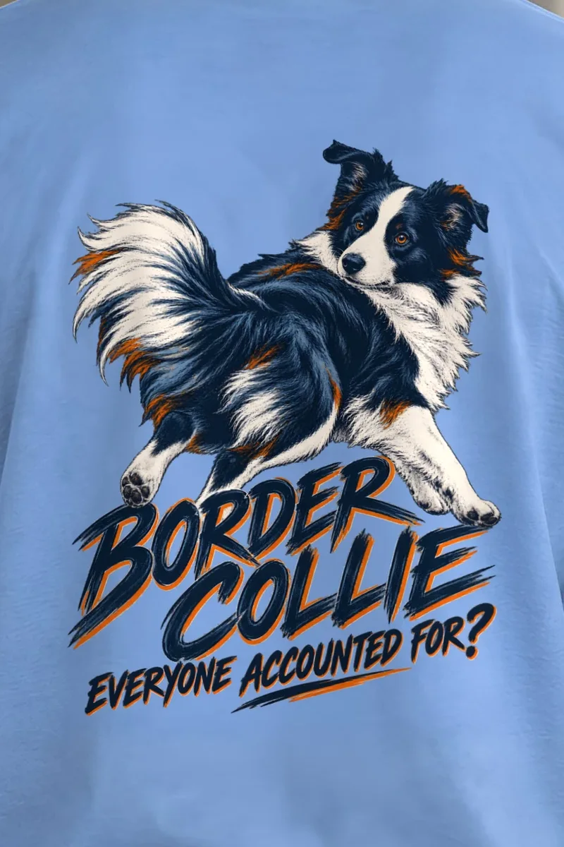 "Border Collie Everyone Accounted For" Unisex Longsleeve T-shirt - the graphic up close