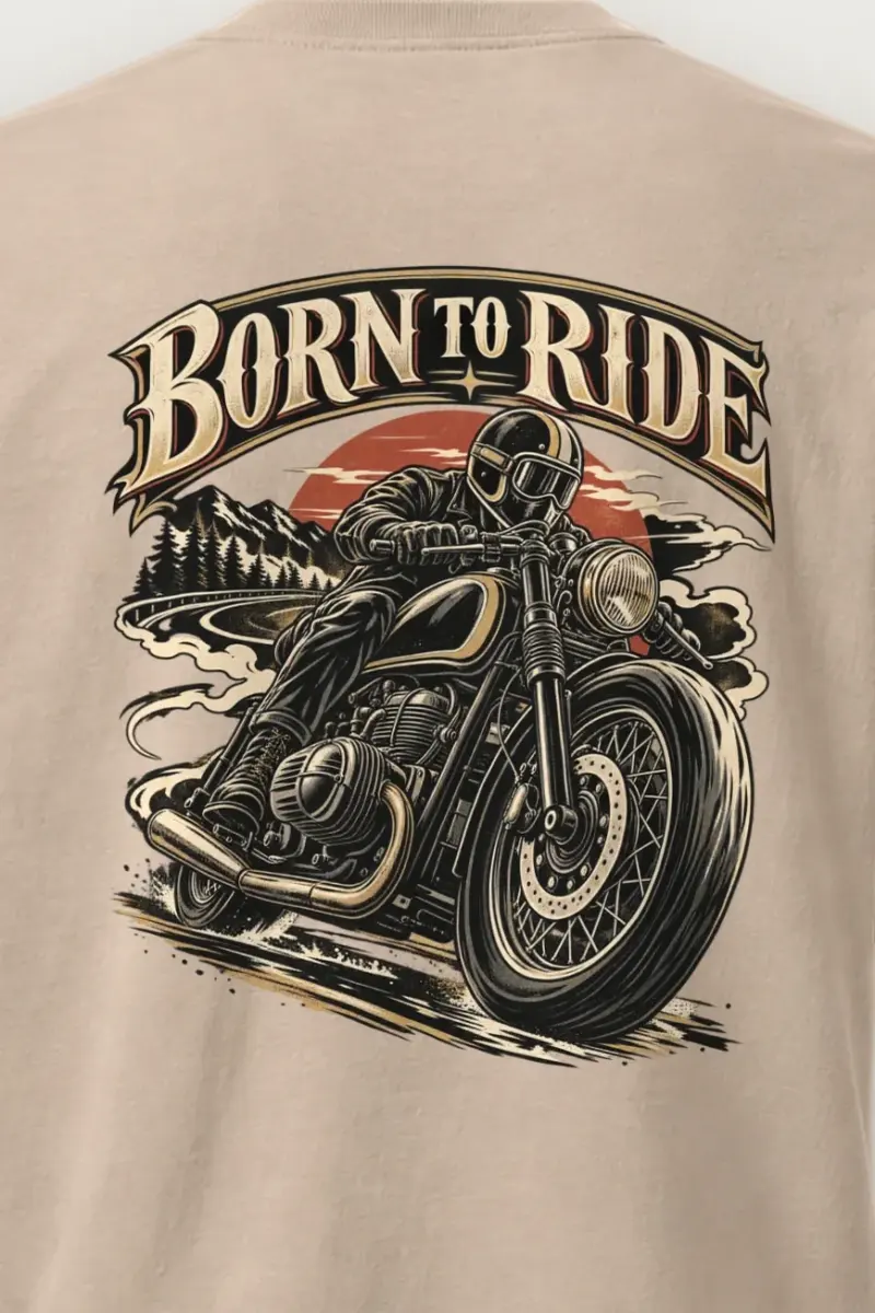 "Born To Ride" Heavyweight Unisex Crewneck T-shirt