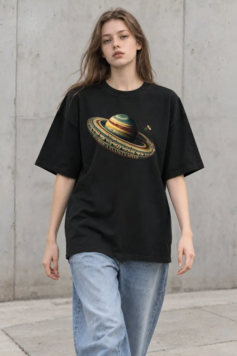 "Borrow a Planet's Speed" Unisex Oversized Heavyweight Crewneck T-Shirt