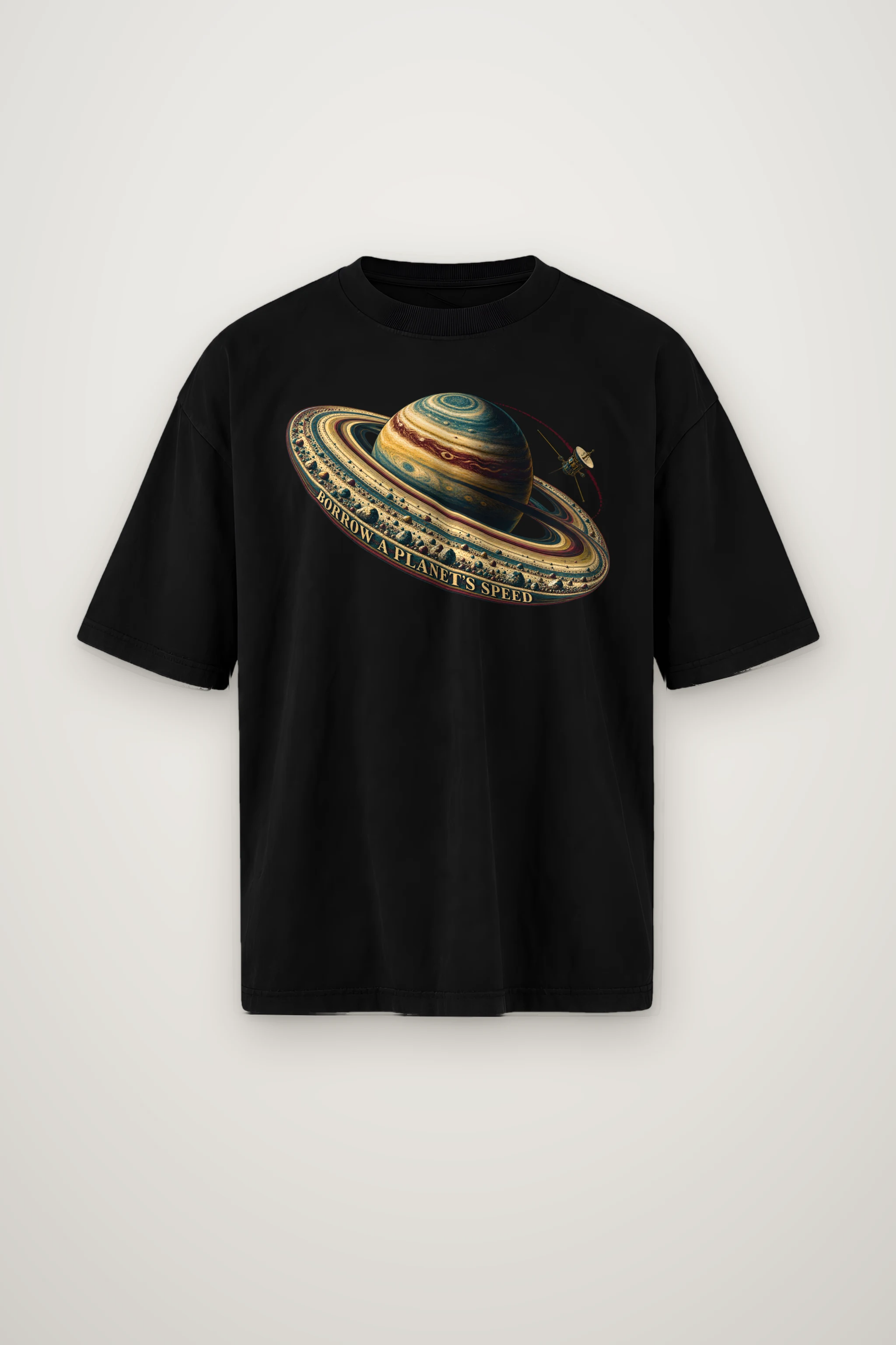 "Borrow a Planet's Speed" Men's Oversized Heavyweight Crewneck T-Shirt