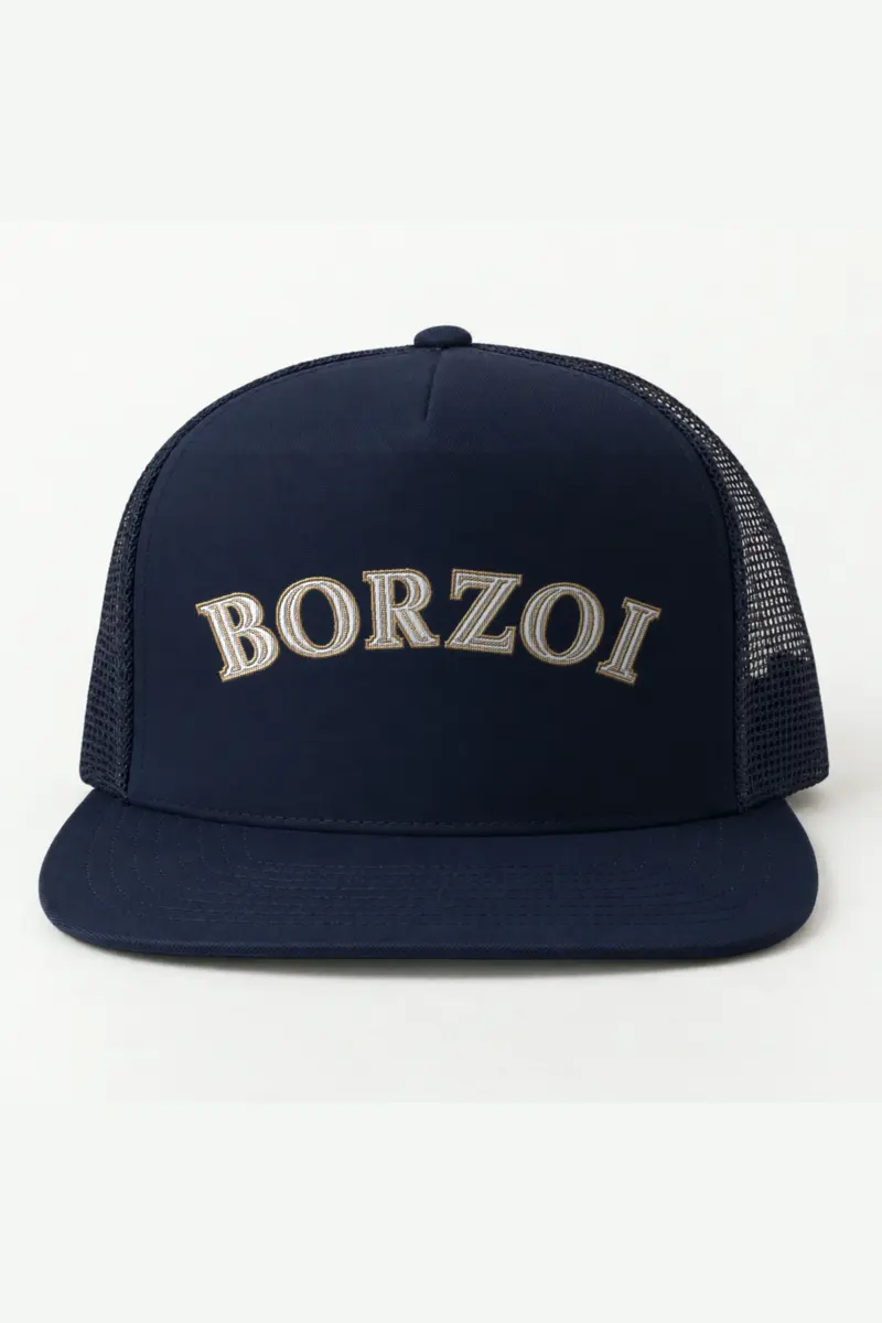 "BORZOI" 5 Panel Trucker Cap · Embroidered