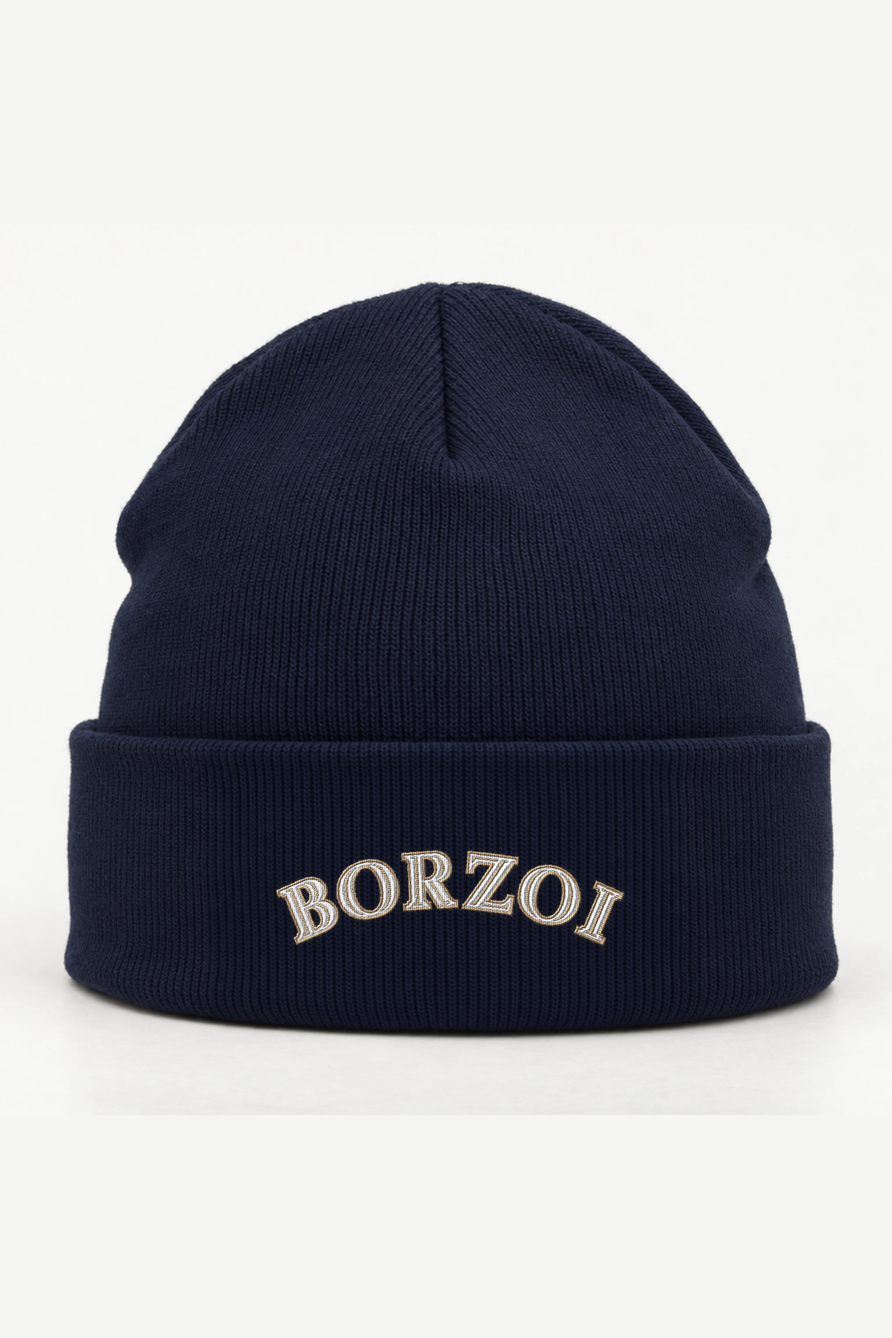"Borzoi Serif Arch" Cuffed Beanie · Embroidered