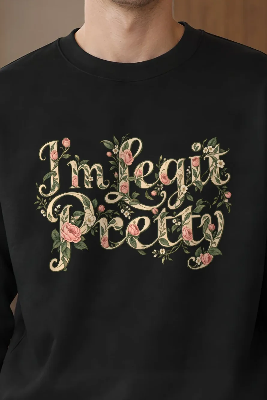"Botanical Rose Lettering" 1 Crewneck Sweatshirt - the graphic up close