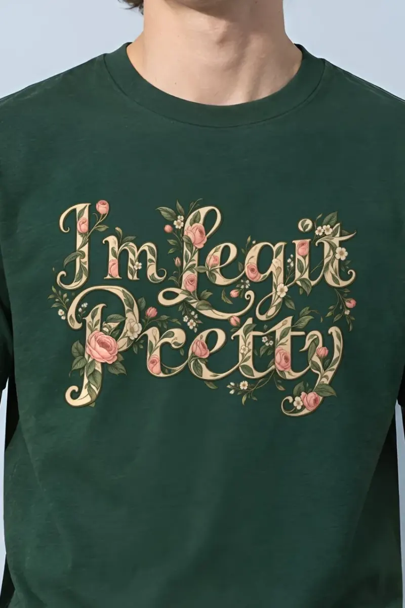 "Botanical Rose Lettering" Heavyweight Unisex Crewneck T-shirt