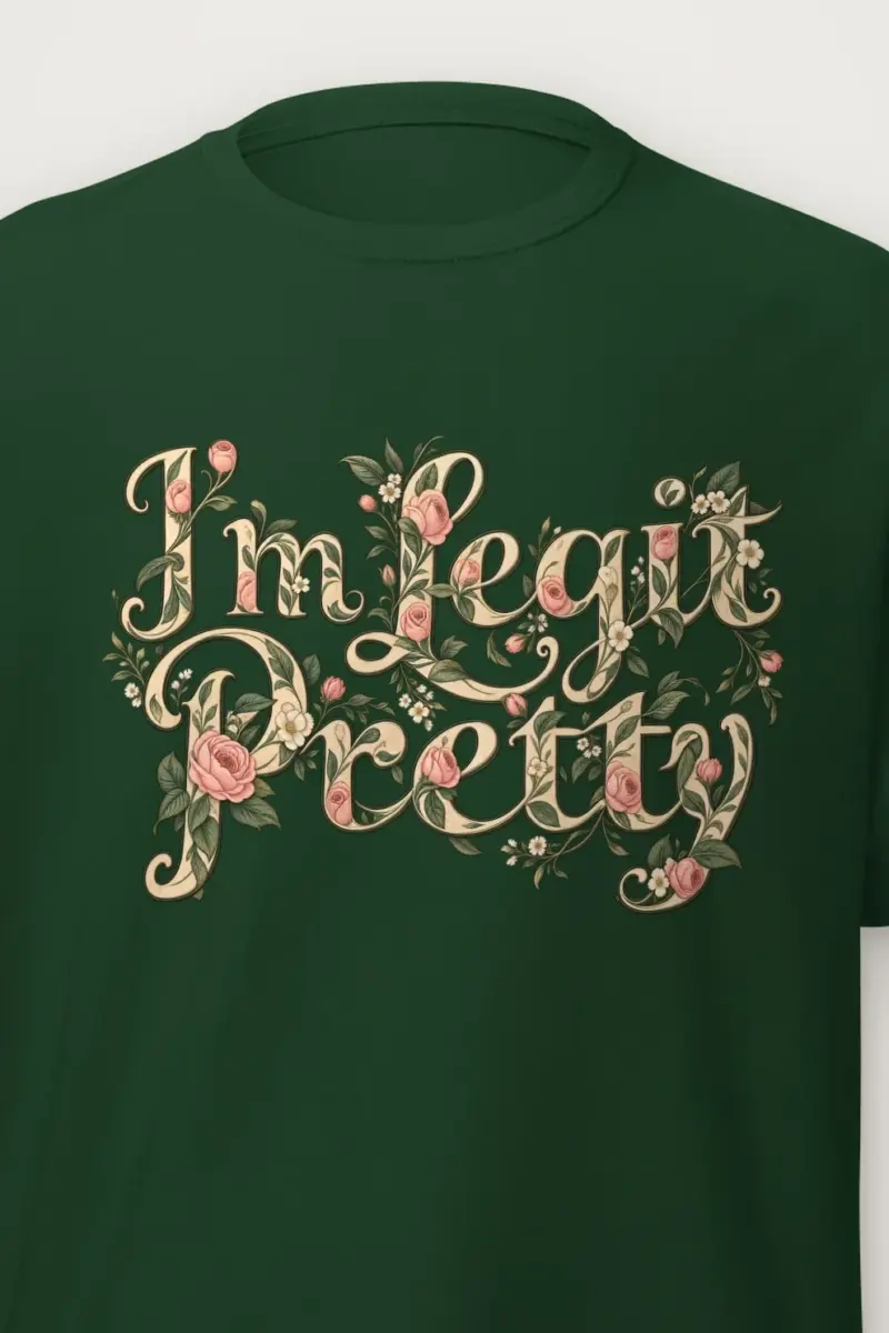 "Botanical Rose Lettering" Heavyweight Unisex Crewneck T-shirt