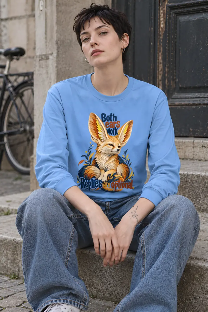 “Both Ears Work Fennec Fox” Unisex Longsleeve T-shirt