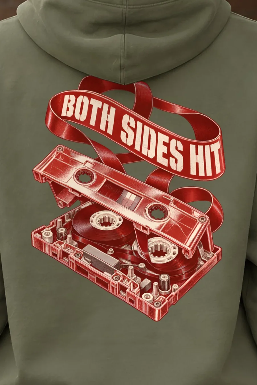 "Both Sides Hit" 1 Pullover Hoodie - the graphic up close