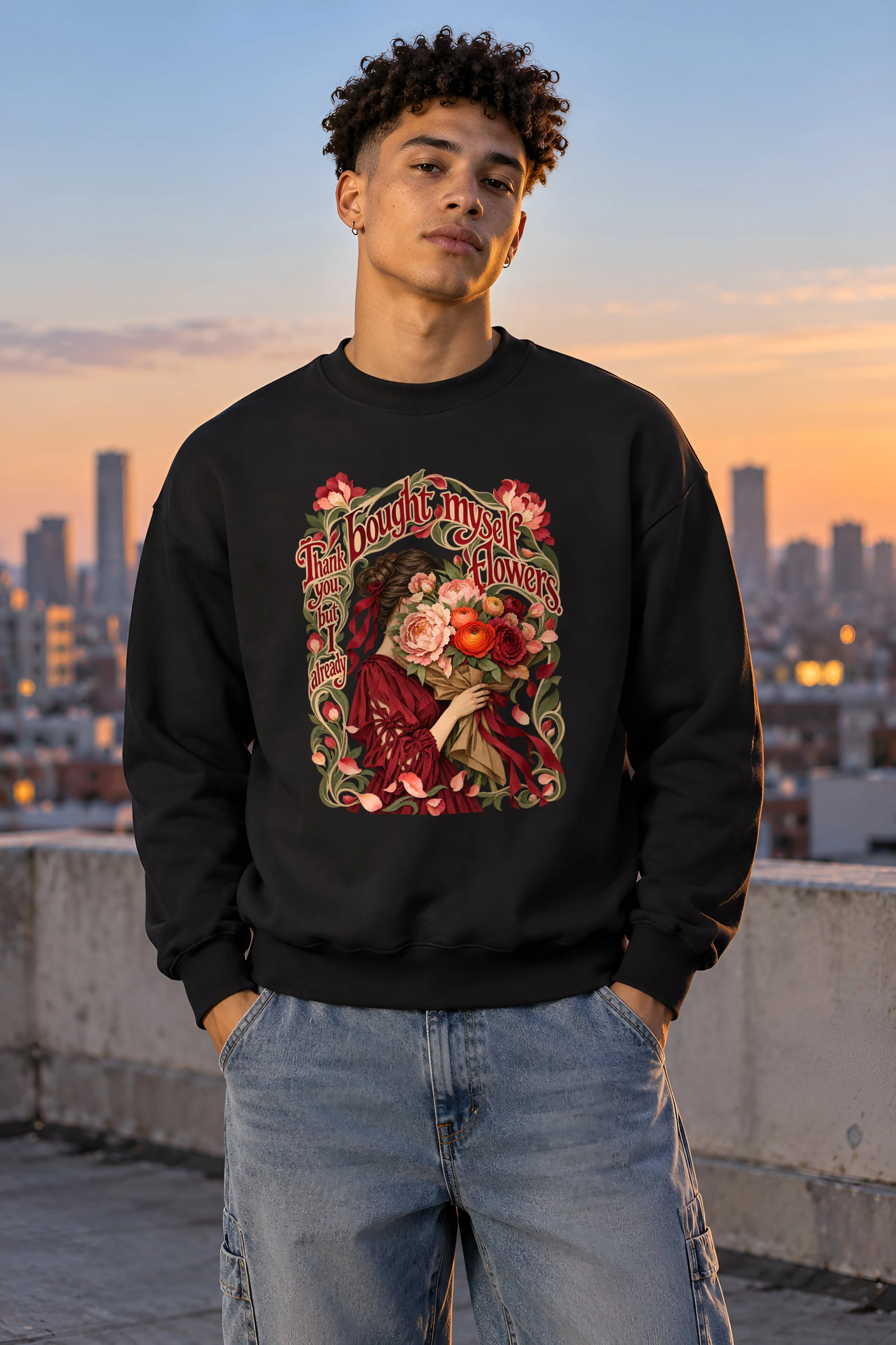 "Bought Myself Flowers" Unisex Crewneck Sweatshirt