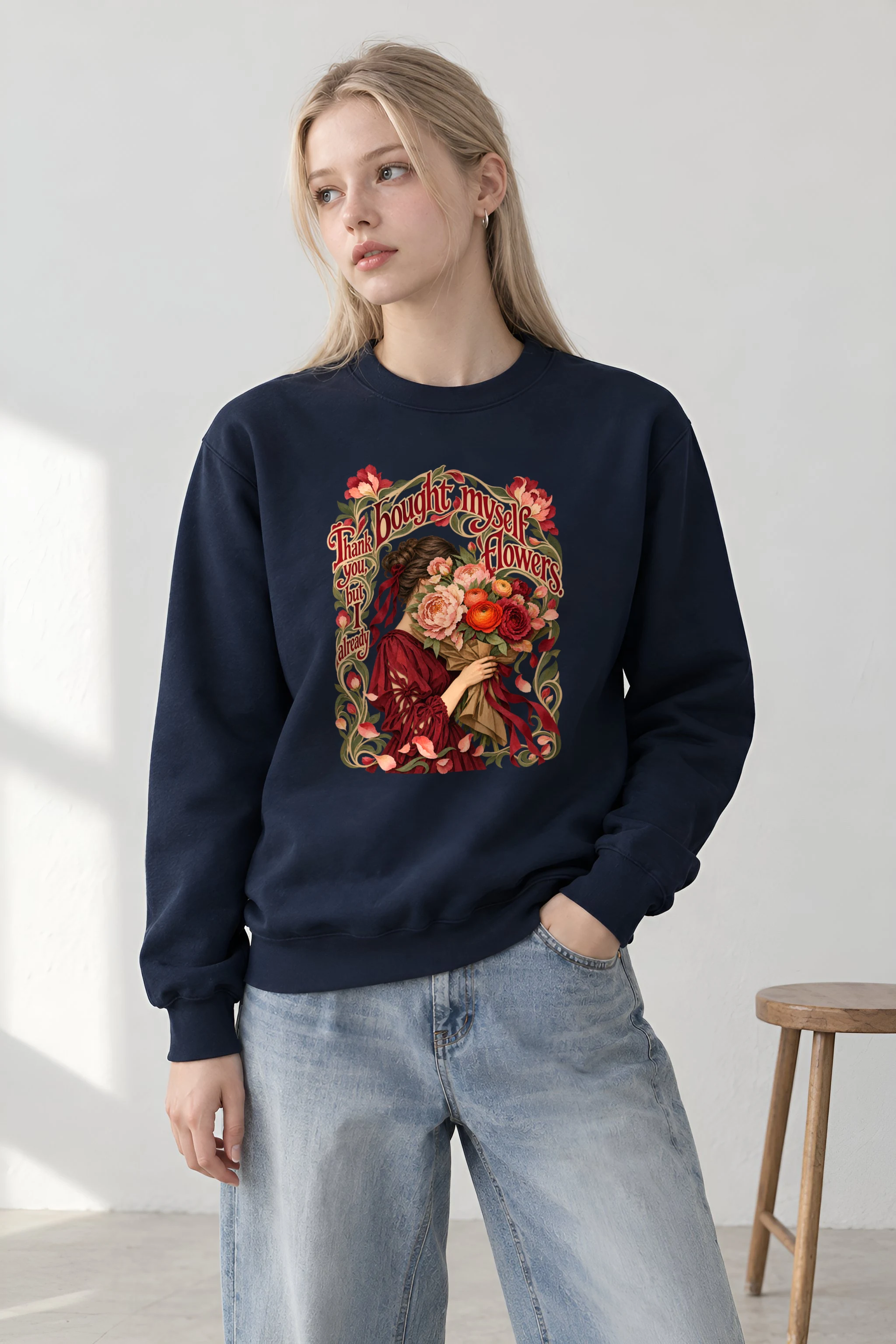 "Bought Myself Flowers" Unisex Crewneck Sweatshirt