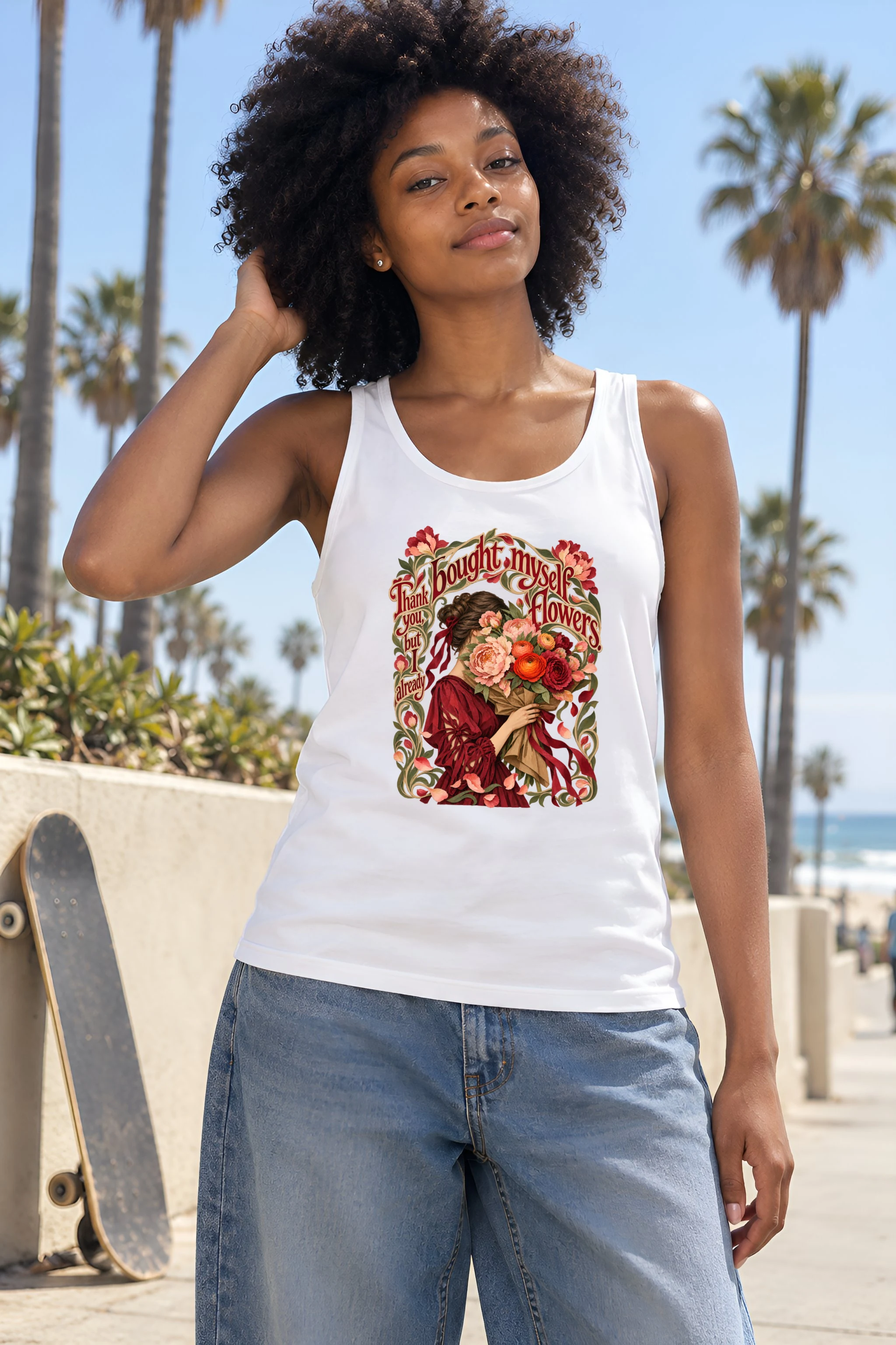 "Bought Myself Flowers" Unisex Jersey Tank