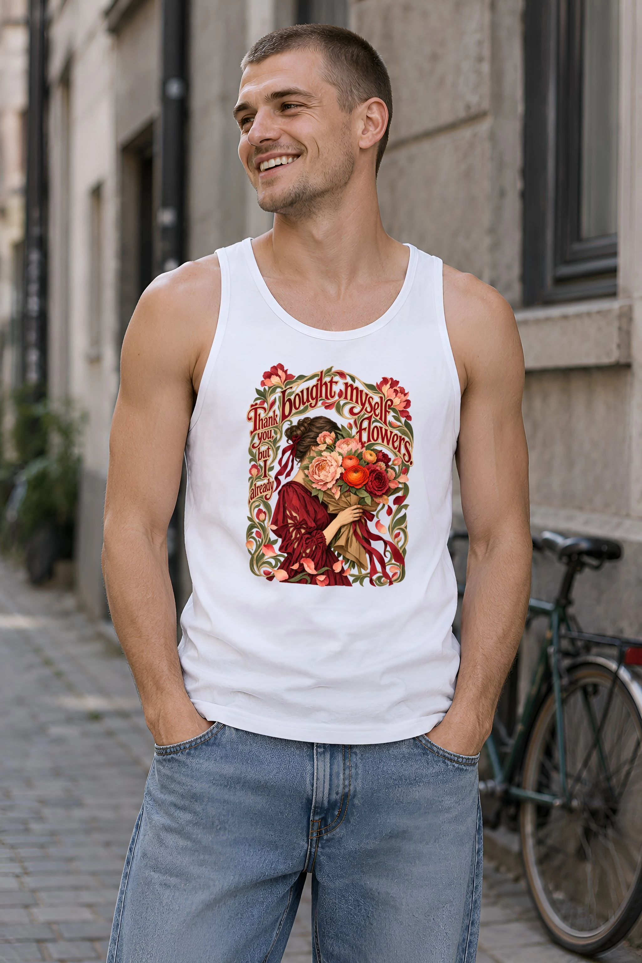 "Bought Myself Flowers" Unisex Jersey Tank