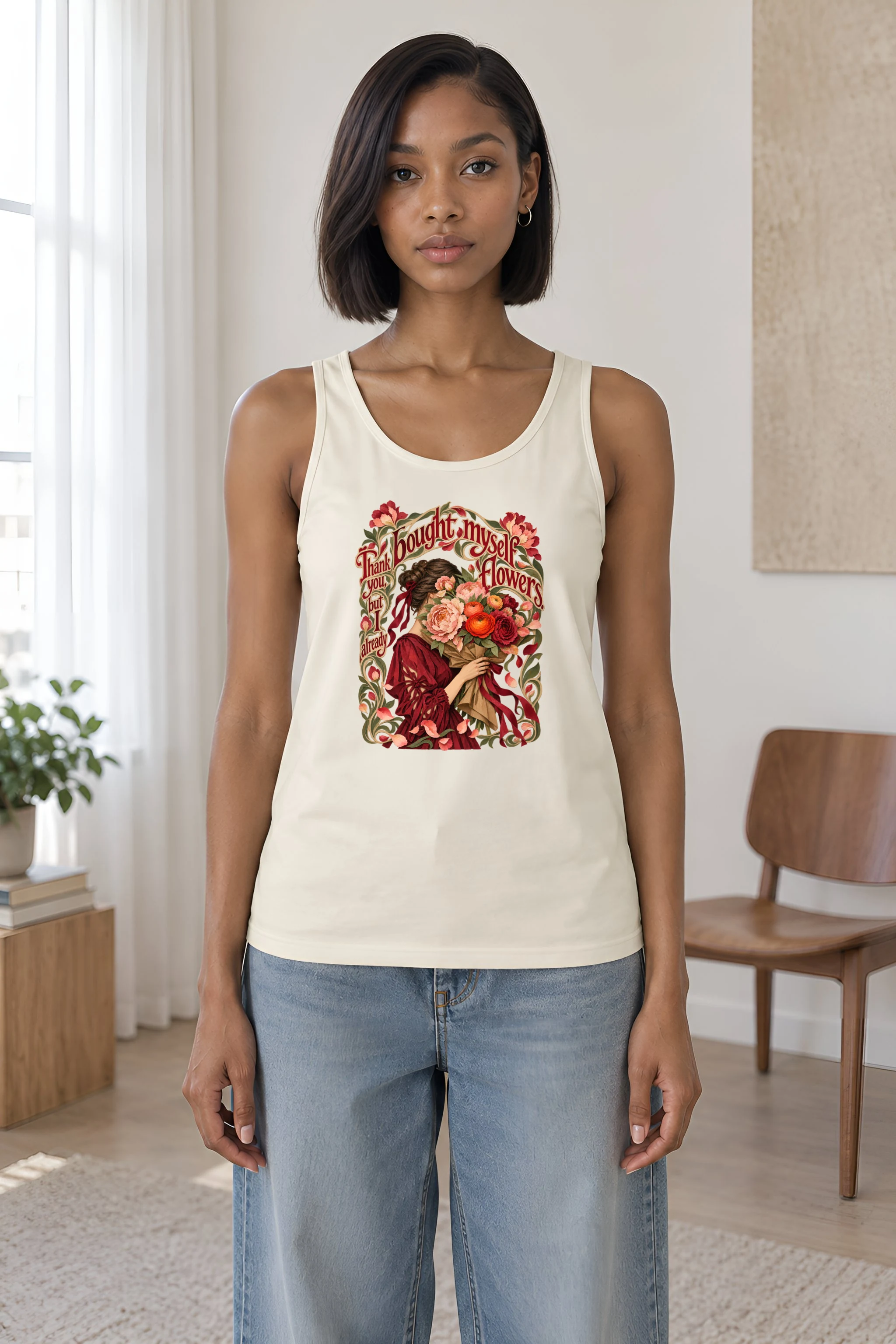 "Bought Myself Flowers" Unisex Jersey Tank