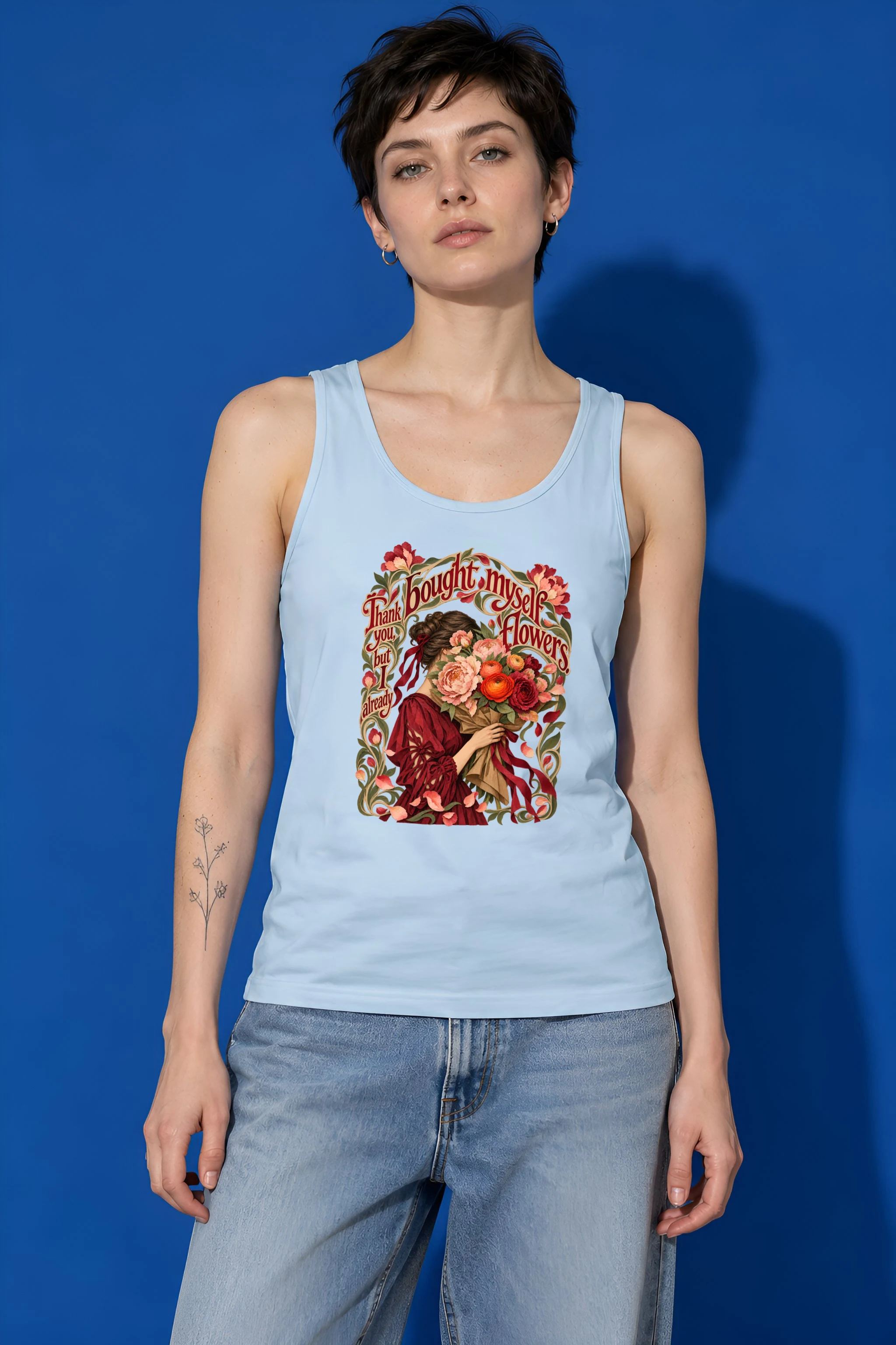 "Bought Myself Flowers" Unisex Jersey Tank