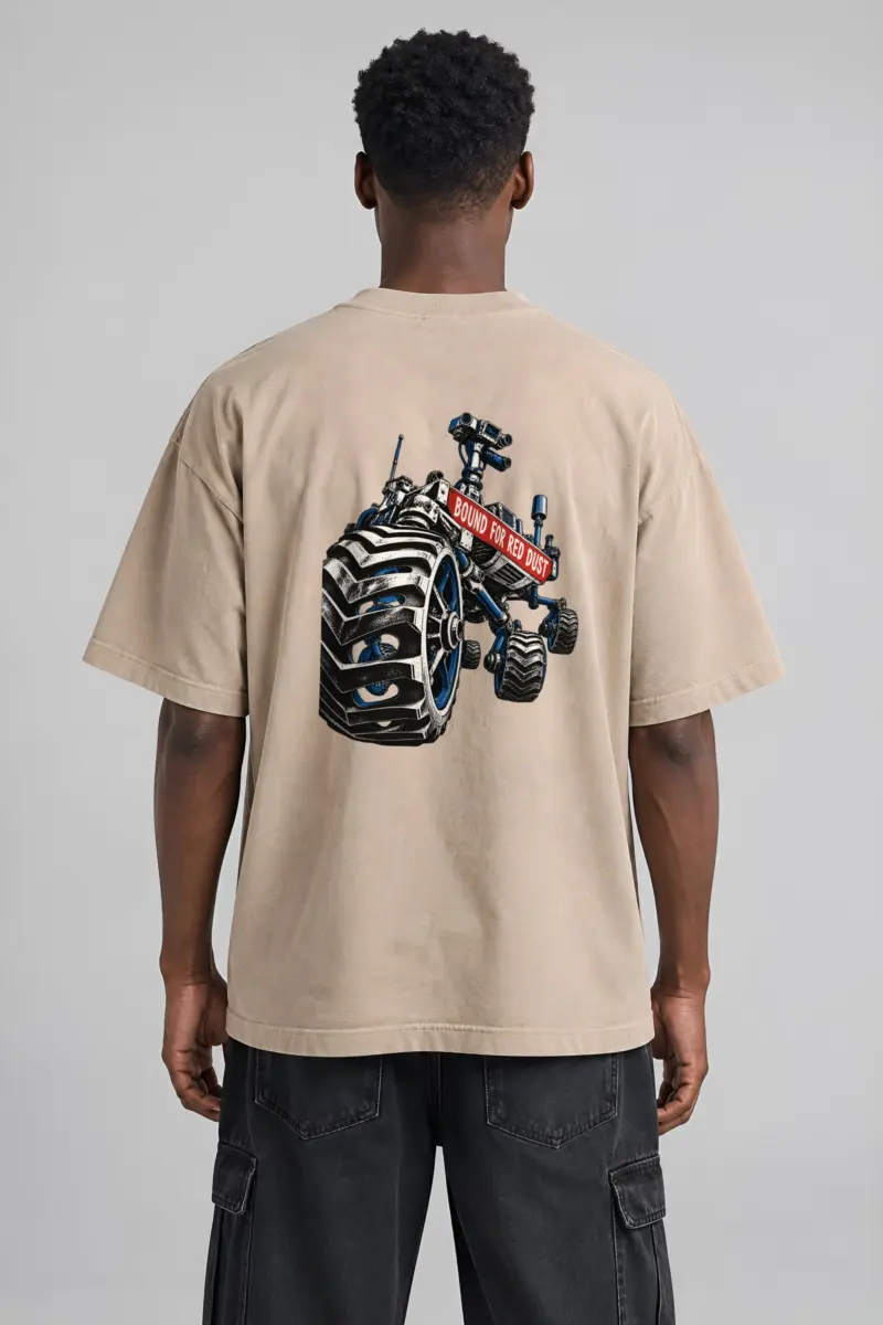 “Bound for Red Dust” Men’s Oversized Heavyweight Crewneck T-Shirt