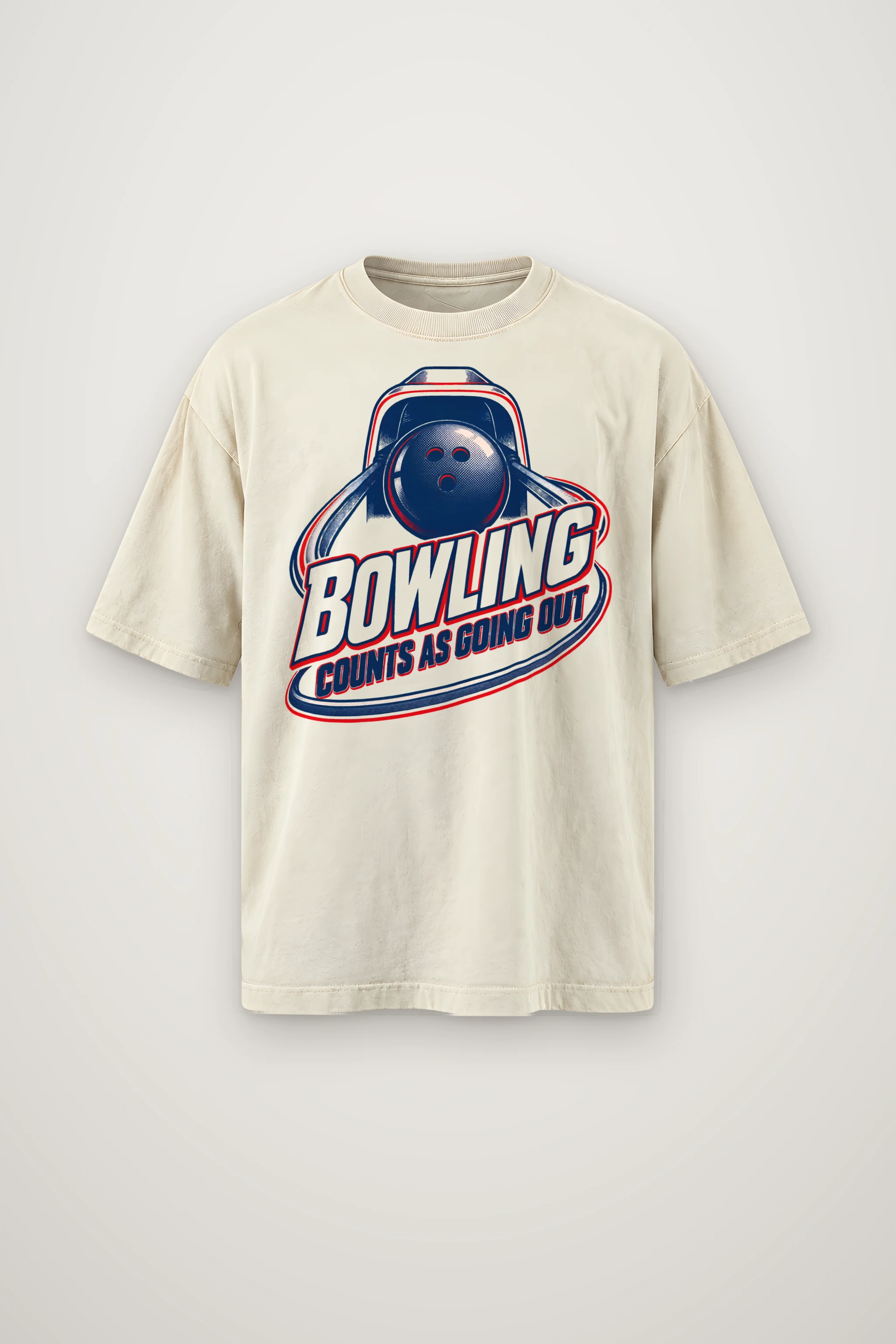 "Bowling Counts as Going Out" Men's Oversized Heavyweight Crewneck T-Shirt