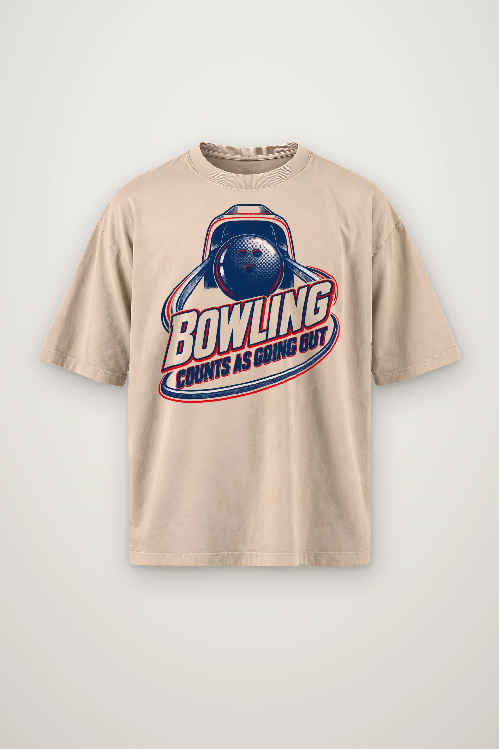 "Bowling Counts as Going Out" Men's Oversized Heavyweight Crewneck T-Shirt
