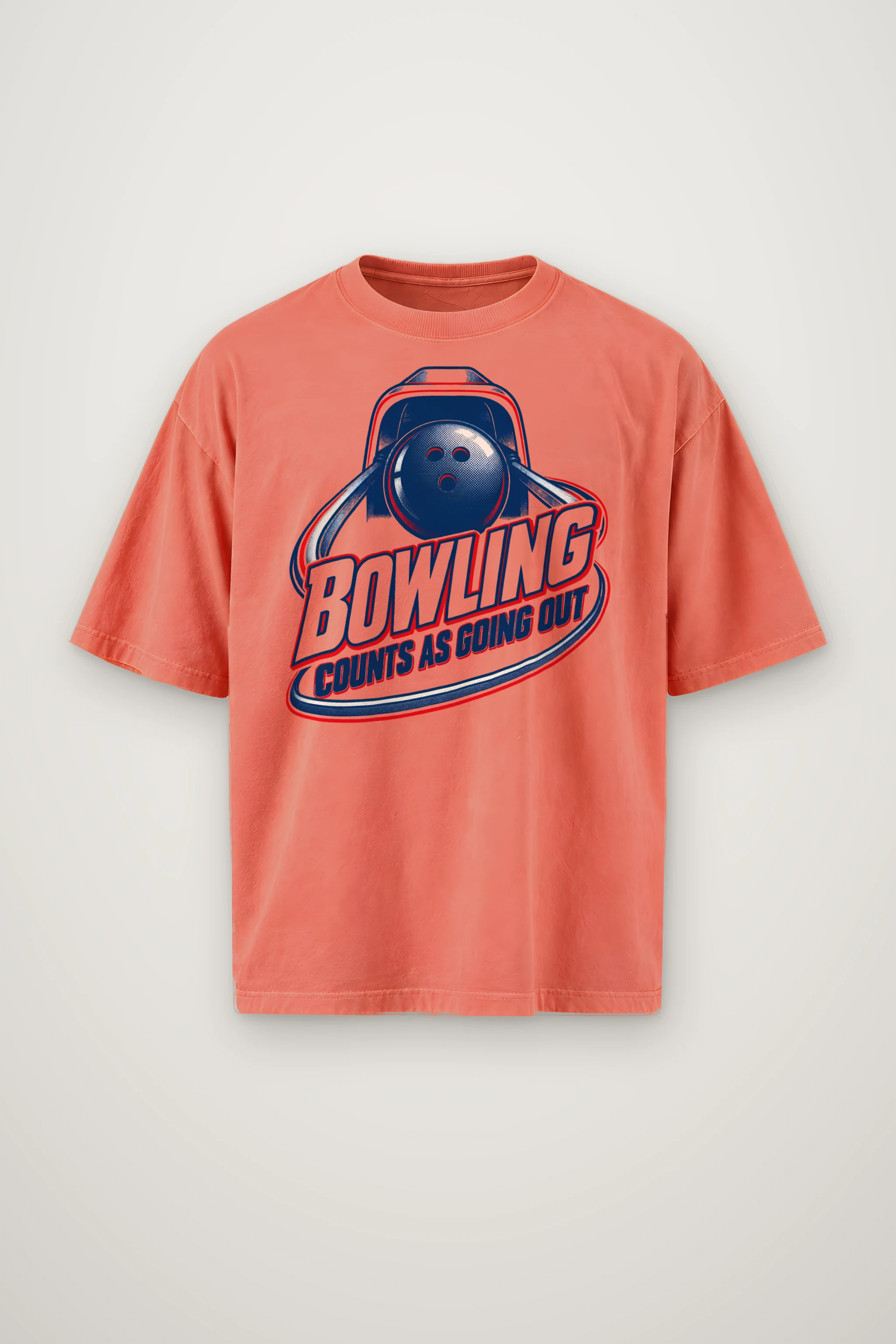 "Bowling Counts as Going Out" Men's Oversized Heavyweight Crewneck T-Shirt