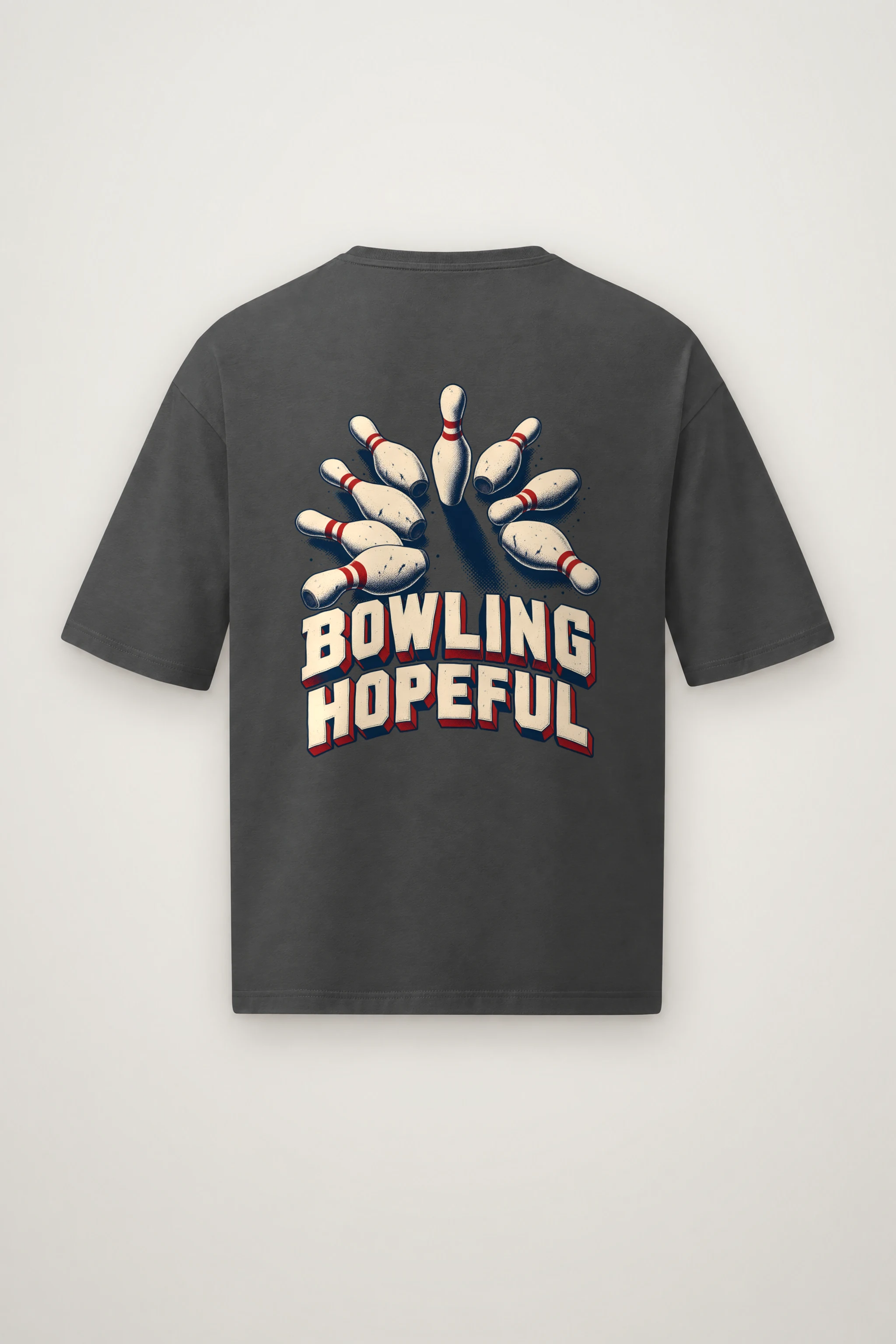 "Bowling Hopeful" Men's Oversized Heavyweight Crewneck T-Shirt