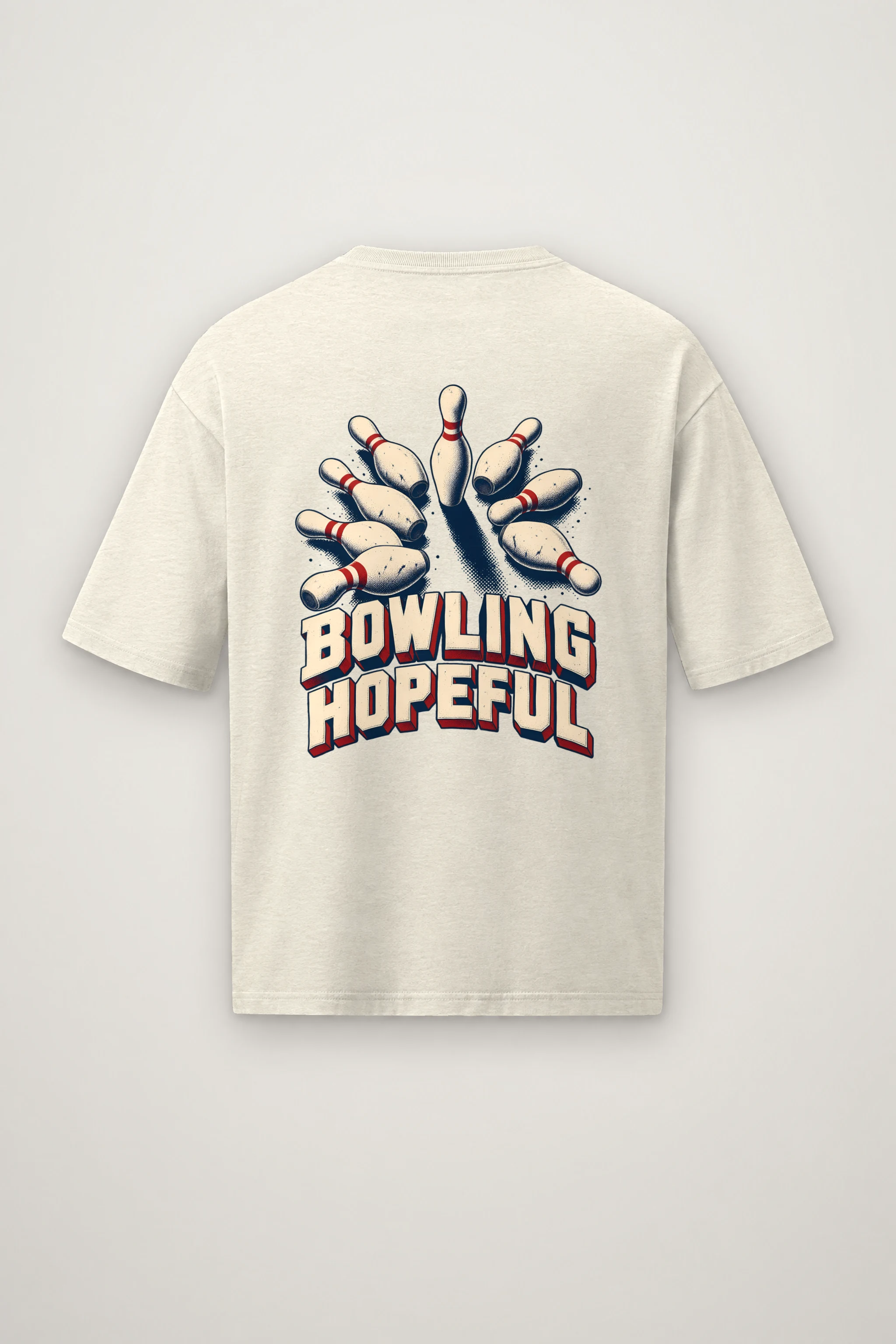 "Bowling Hopeful" Men's Oversized Heavyweight Crewneck T-Shirt