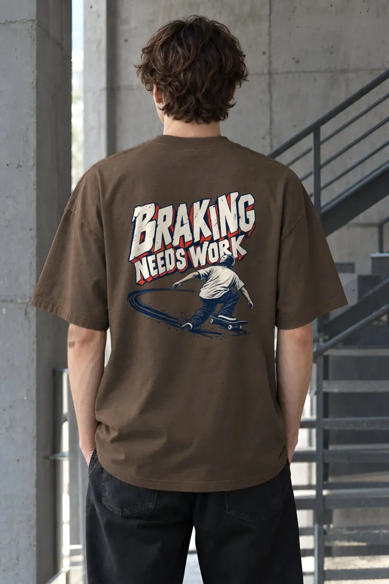 "Braking Needs Work" Unisex Oversized Heavyweight Crewneck T-Shirt