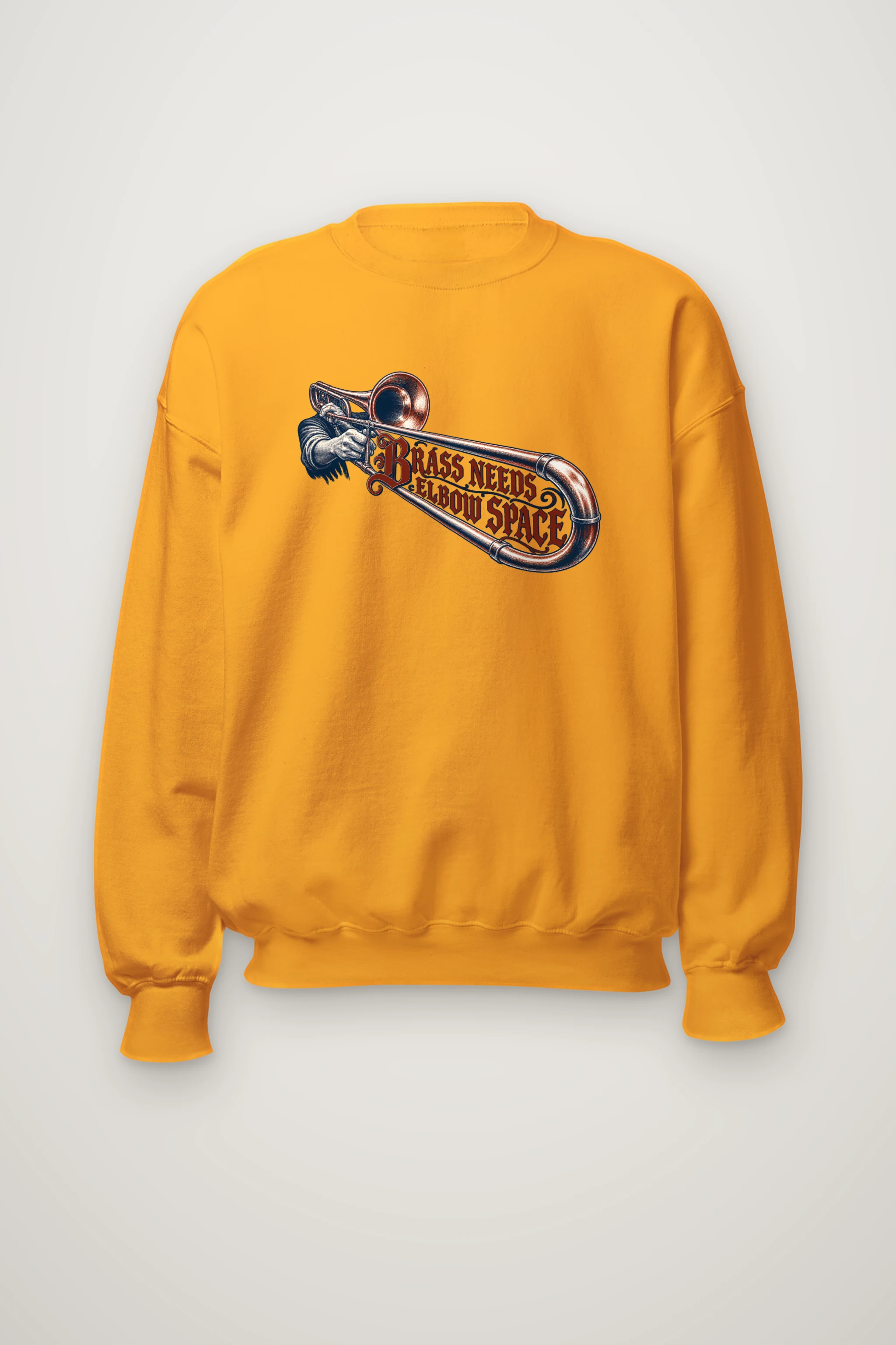 "Brass Needs Elbow Space" Heavy Blend Unisex Crewneck Sweatshirt