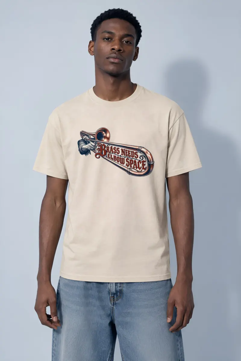 "Brass Needs Elbow Space" Heavyweight Unisex Crewneck T-shirt