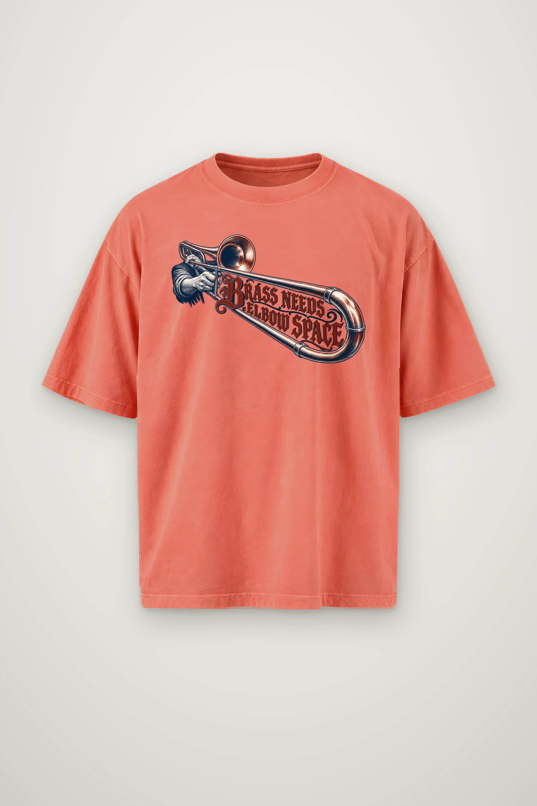 "Brass Needs Elbow Space" Men's Oversized Heavyweight Crewneck T-Shirt