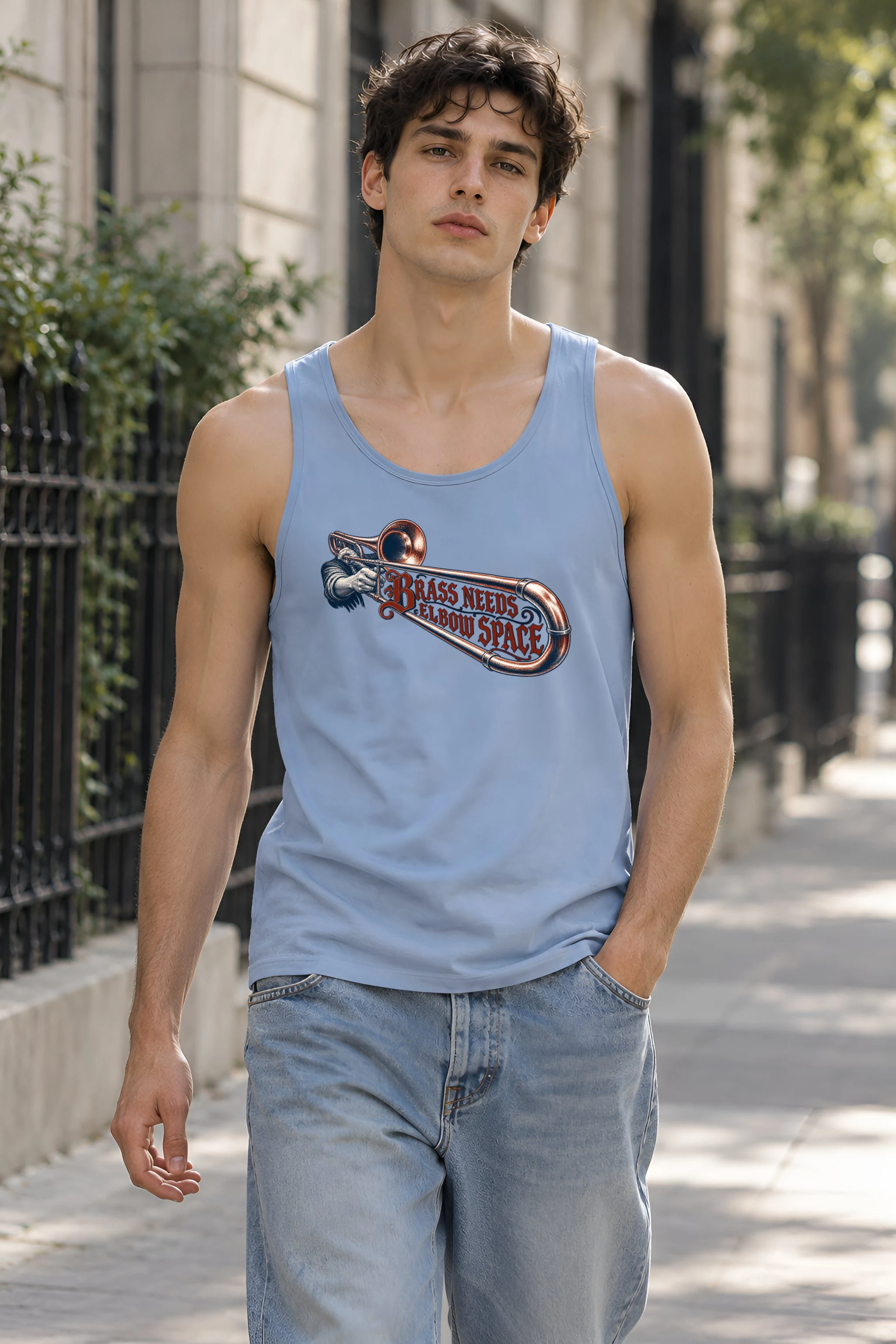 "Brass Needs Elbow Space" Unisex Jersey Tank
