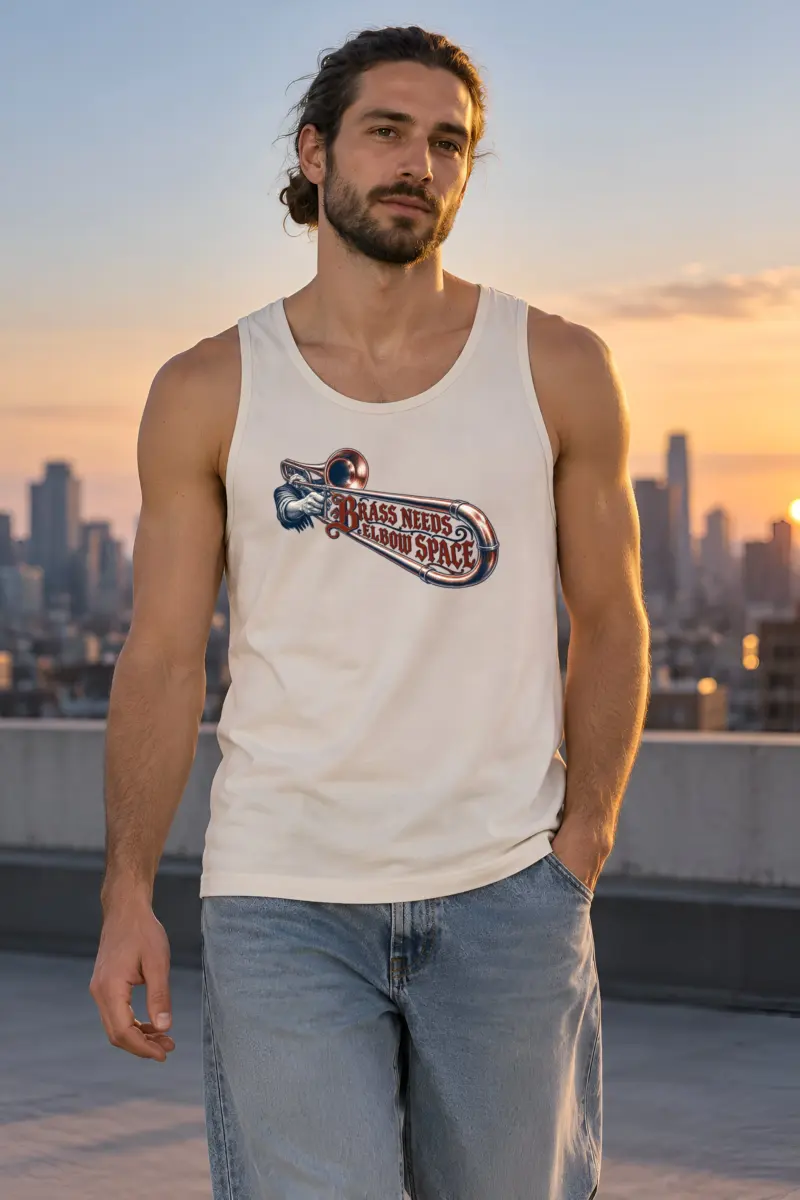 "Brass Needs Elbow Space" Unisex Jersey Tank