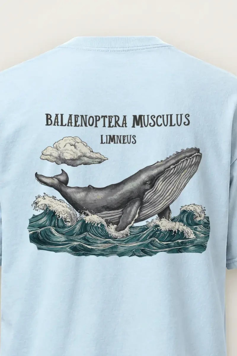 "Breaching Blue Whale" Heavyweight Unisex Crewneck T-shirt