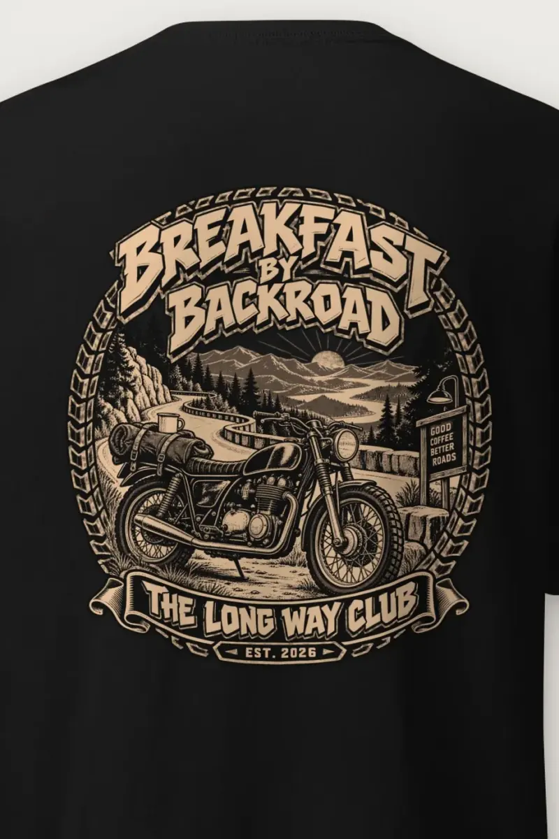 "Breakfast By Backroad" Heavyweight Unisex Crewneck T-shirt - the graphic up close