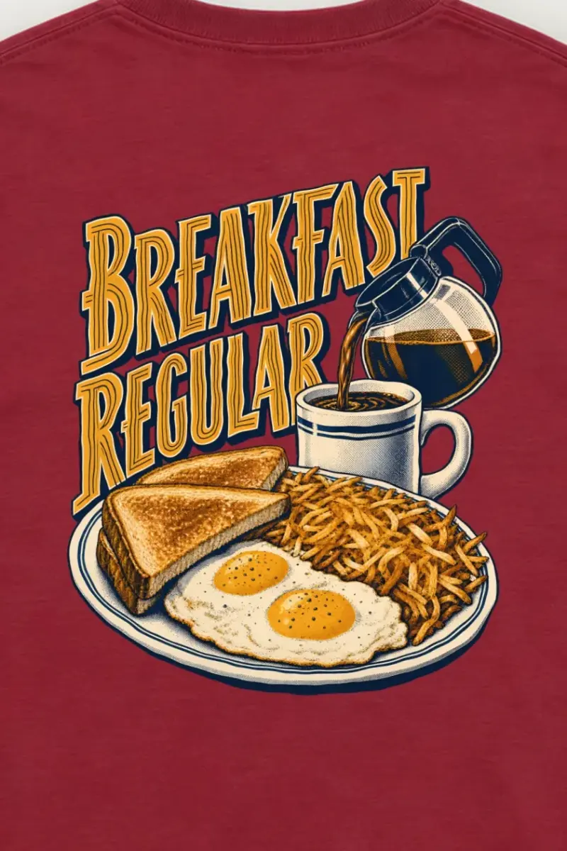 "Breakfast Regular Diner Plate" Unisex Longsleeve T-shirt - the graphic up close